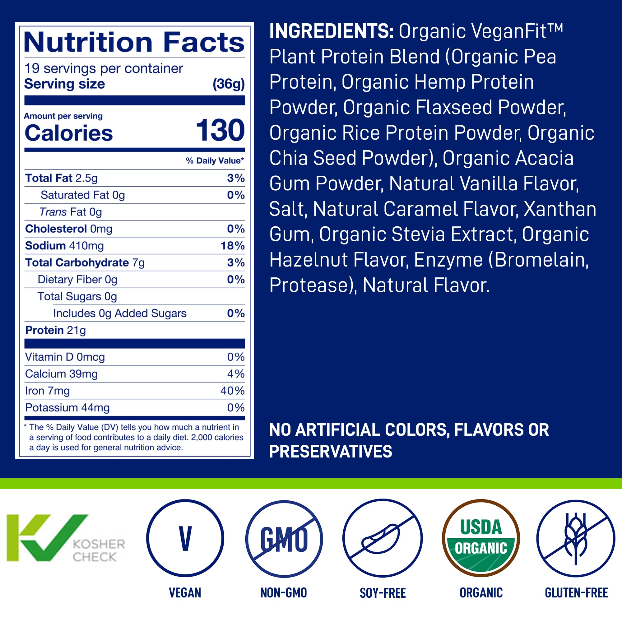 LeanFit Organic Plant-Based Protein, Natural Vanilla Flavor, 21g Vegan Protein, 19 Servings LeanFitBuy Supplements Australia
