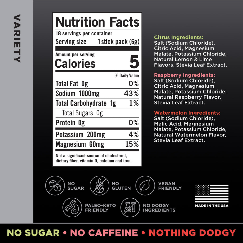 LMNT Zero Sugar Electrolytes - Variety Pack Bundle | Drink Mix | 18-Count Drink LMNTBuy Supplements Australia