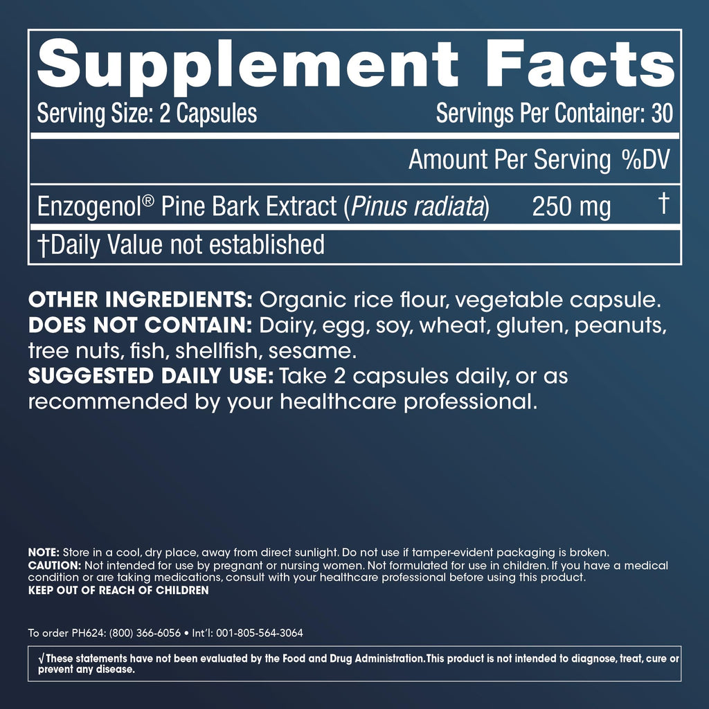 ProHealth Enzogenol Pine Bark Extract | 60 Capsules | New Zealand Sourced Antioxidant Support | Triple 3rd Party Tested, GMP Manufactured in The USA ProHealth buy supplements Au
