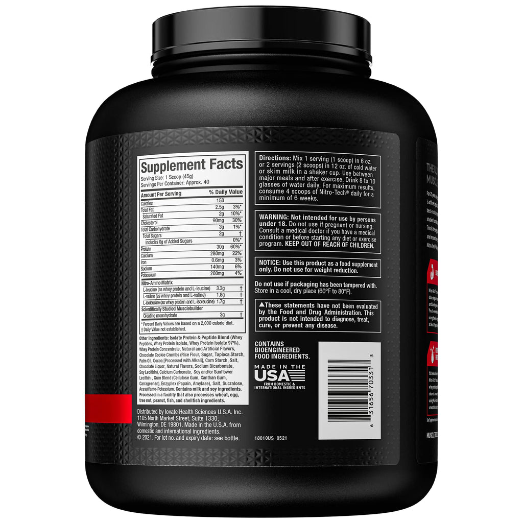 Whey Protein Powder MuscleTech Nitro-Tech Whey Protein Isolate & Peptides Protein MuscletechBuy Supplements Australia