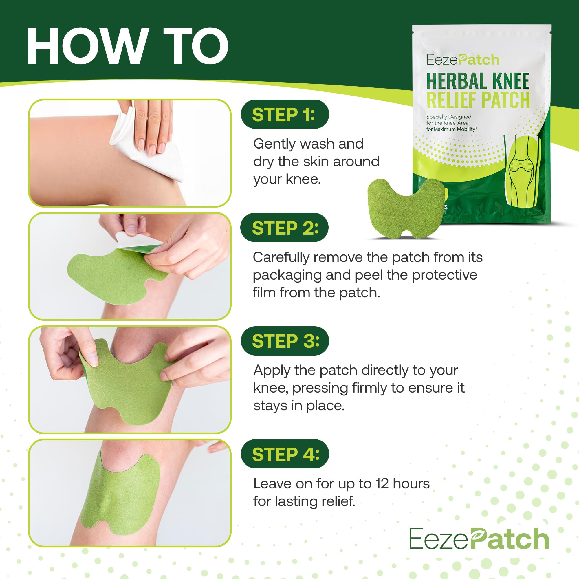 EezePatch® Herbal Knee Relief Patches (10 Count) – Natural Joint Support for Knee Discomfort, Mobility & Flexibility – Herbal Extracts for Soothing Relief – Easy-to-Apply Patches EezePatch buy supplements Au