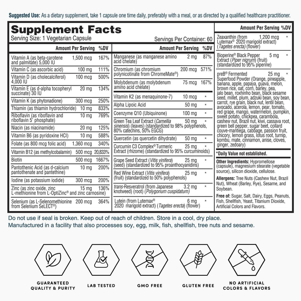Nature's Lab Gold One Daily Multivitamin - Contains 19 Essential Vitamins & Minerals including Vitamin C, D3 & Zinc - 60 Capsules (2 Month Supply) Nature's LabBuy Supplements Australia