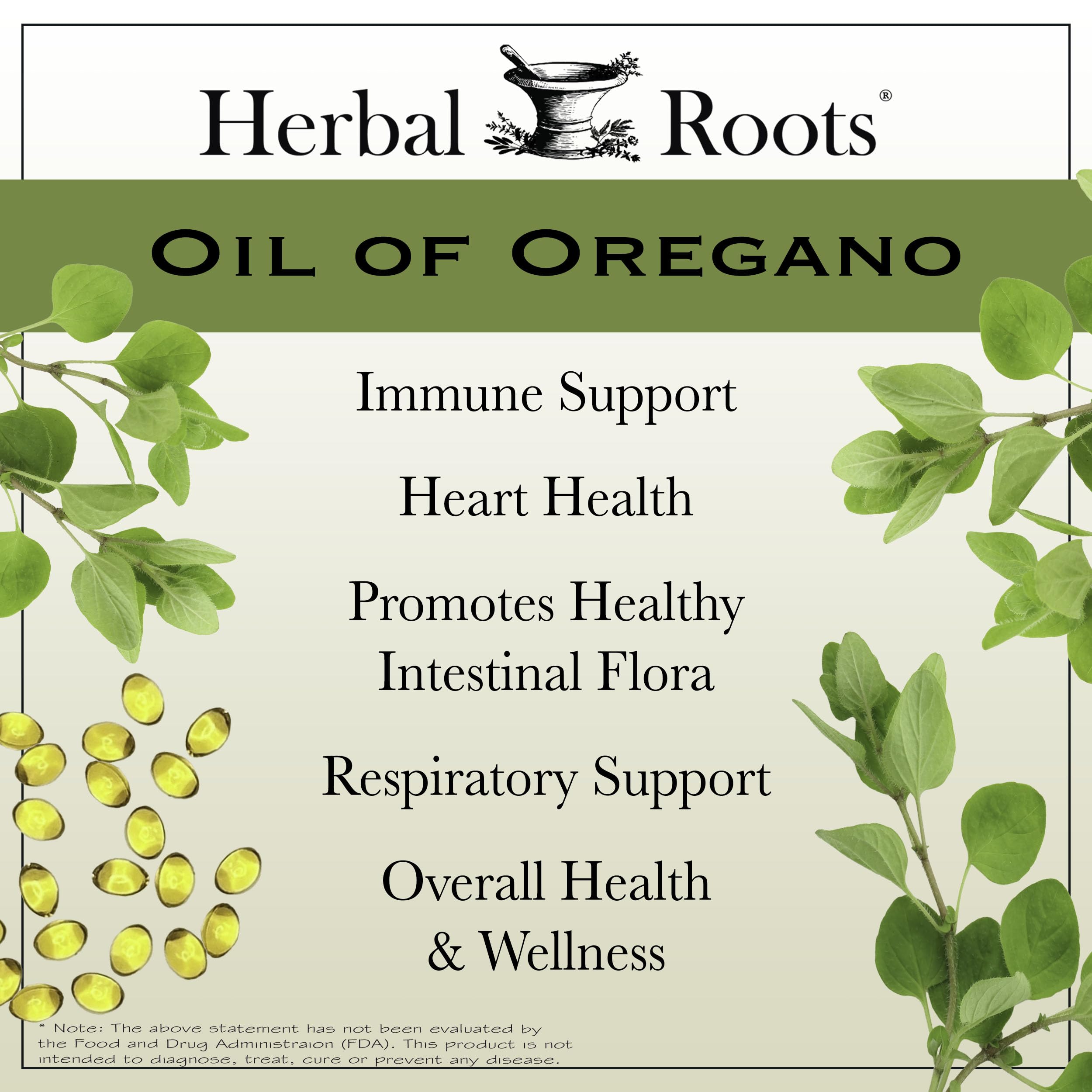 Herbal Roots Oil of Oregano - Made from Mediterranean Oregano Oil - 90 Easy to Swallow Softgel Capsules - Extra Strength 150mg Herbal Roots buy supplements Au