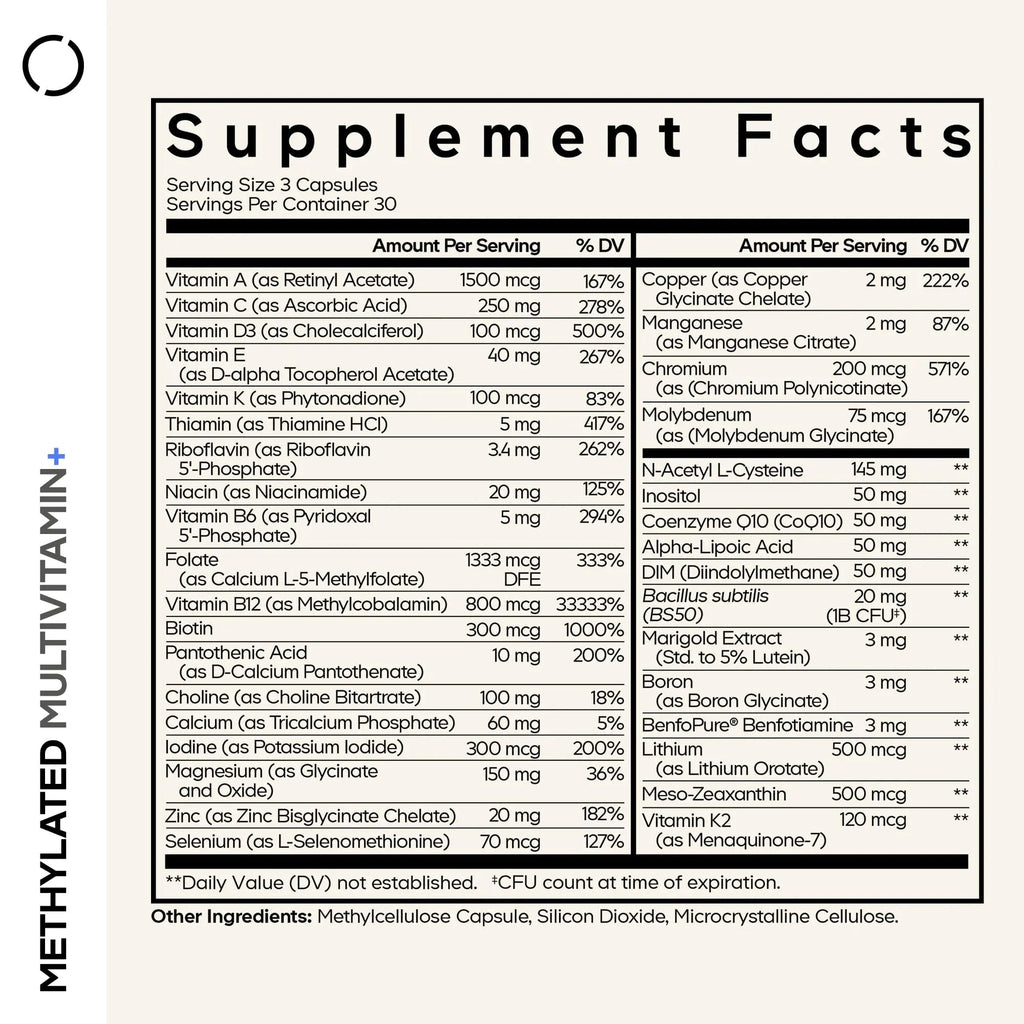 Codeage Methylated Multivitamin Supplement - B-Vitamin, Vitamins A, C, D, E, K2, B12 Methylcobalamin - L-Methylfolate - Magnesium, CoQ10, DIM, Probiotics CodeageBuy Supplements Australia