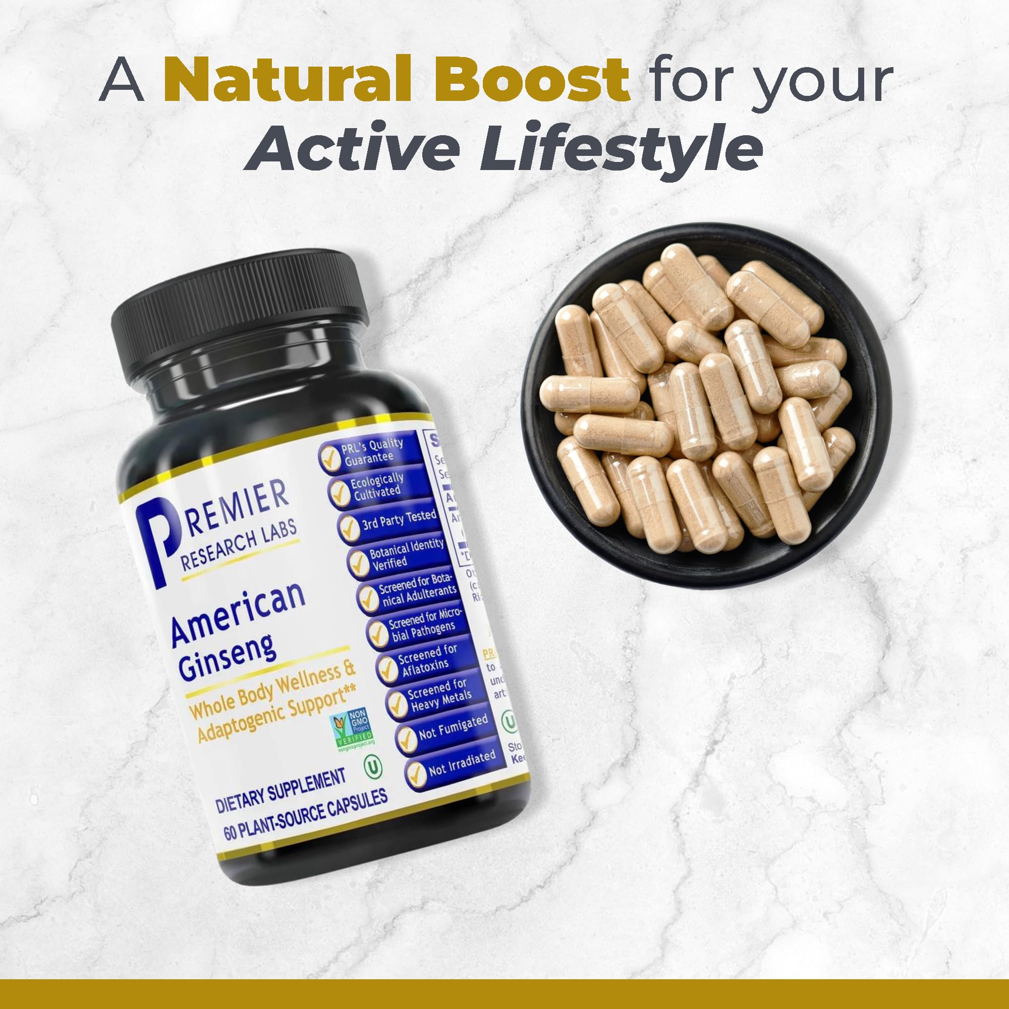 Premier Research Labs American Ginseng Supplement - American Ginseng Capsules, Herbal Ginseng Root Pills, North American Ginseng Herb Extract, Calming Energy Supplement - 60 Plant-Based Capsules Premier Research LabsBuy Supplements Australia