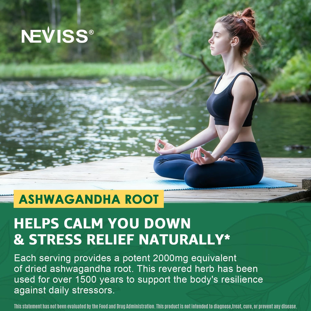 NEVISS Ashwagandha Gummies 2000mg, Feel Refreshed, Plus Proprietary Blend with L-Theanine, 5-HTP, Lemon Balm, Magnesium for Calm, Zzzs & Relaxation Support, 120 Count NEVISSBuy Supplements Australia