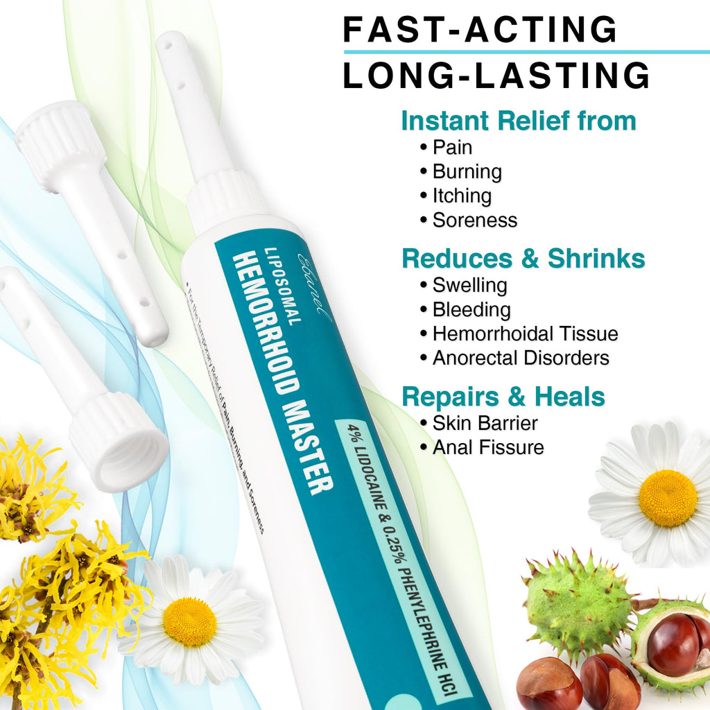 Ebanel 4% Lidocaine Hemorrhoid Treatment Ointment with Phenylephrine, Witch Hazel, Vitamin B6, Zinc Oxide, Frankincense, External and Internal Hemorrhoids Treatment Burn Itch Pain Relief Anal Cream Ebanel buy supplements Au