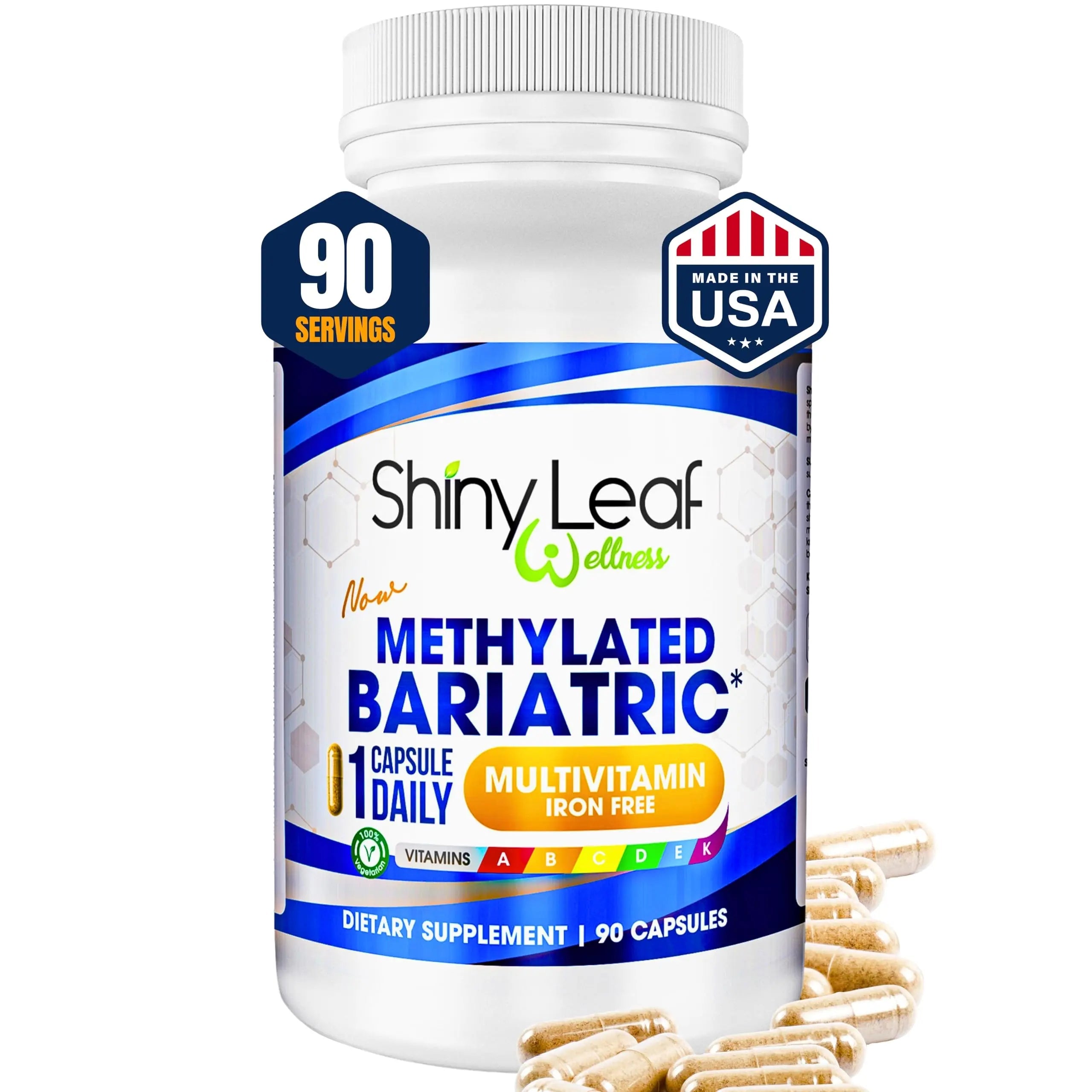 Shiny Leaf Methylated Bariatric Multivitamin Without Iron – Vitamins for Gastric Bypass & Sleeve, 1 Daily Capsule W Methylated Folate, B12, A, C, D, K Shiny LeafBuy Supplements Australia