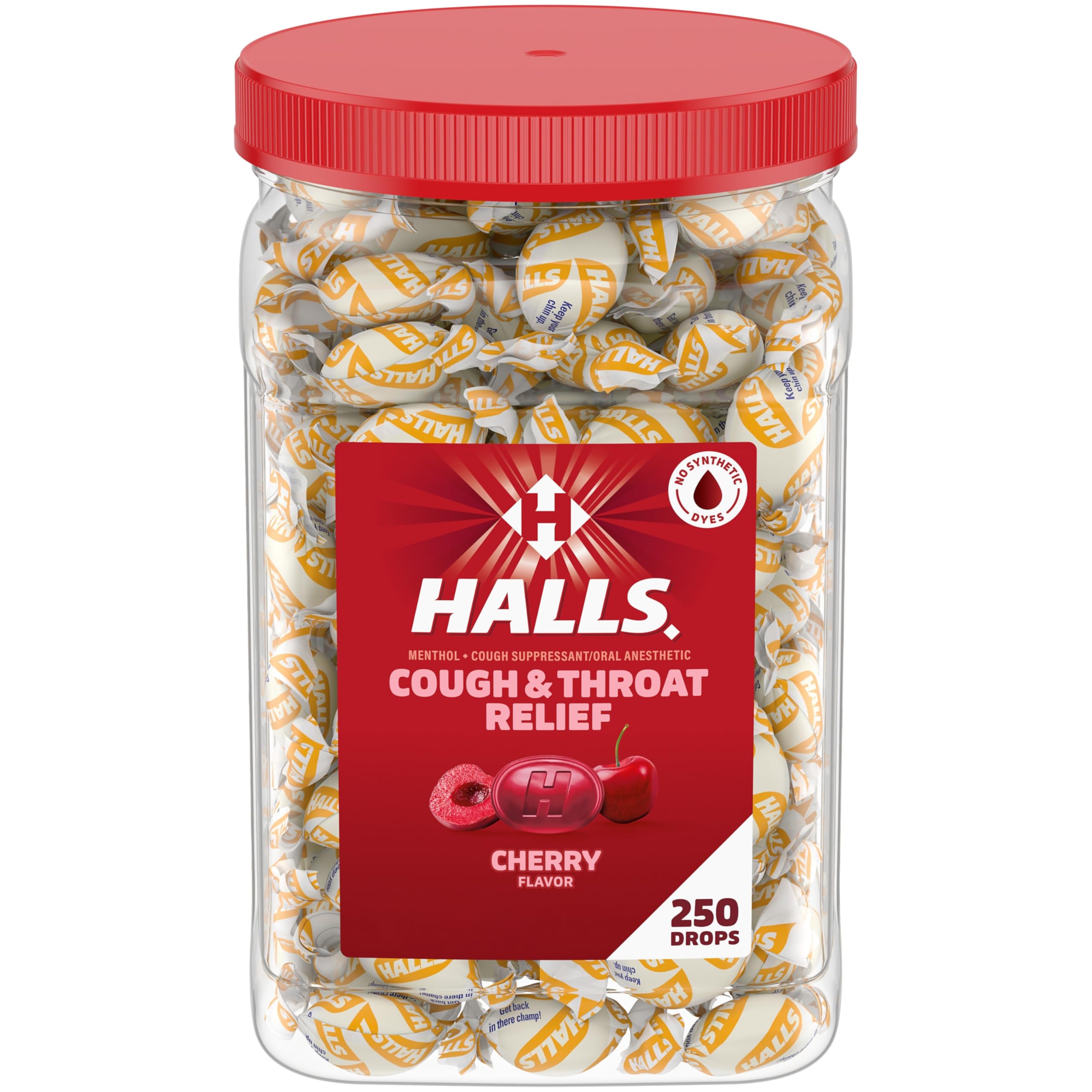Halls Cough and Throat Relief Cherry Cough Drops, Bulk Pack, 250 Drops HALLS buy supplements Au