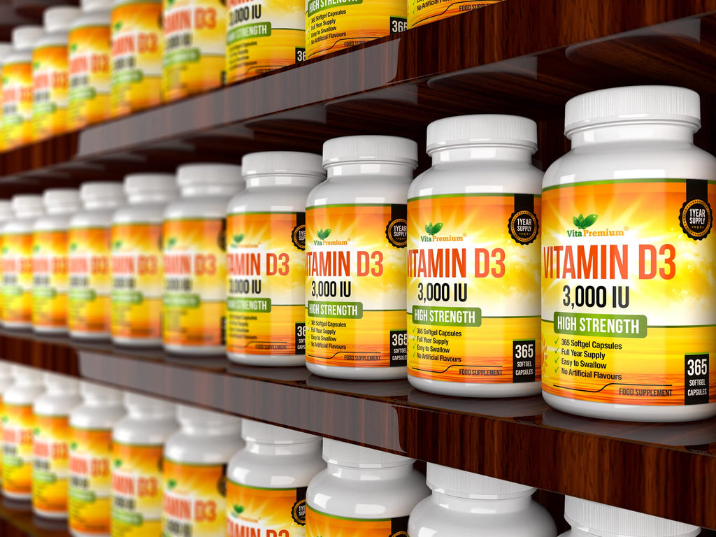Vitamin D 3,000 IU, High Strength Vitamin D3 Supplement, 365 Easy to Swallow Softgels Vita PremiumBuy Supplements Australia