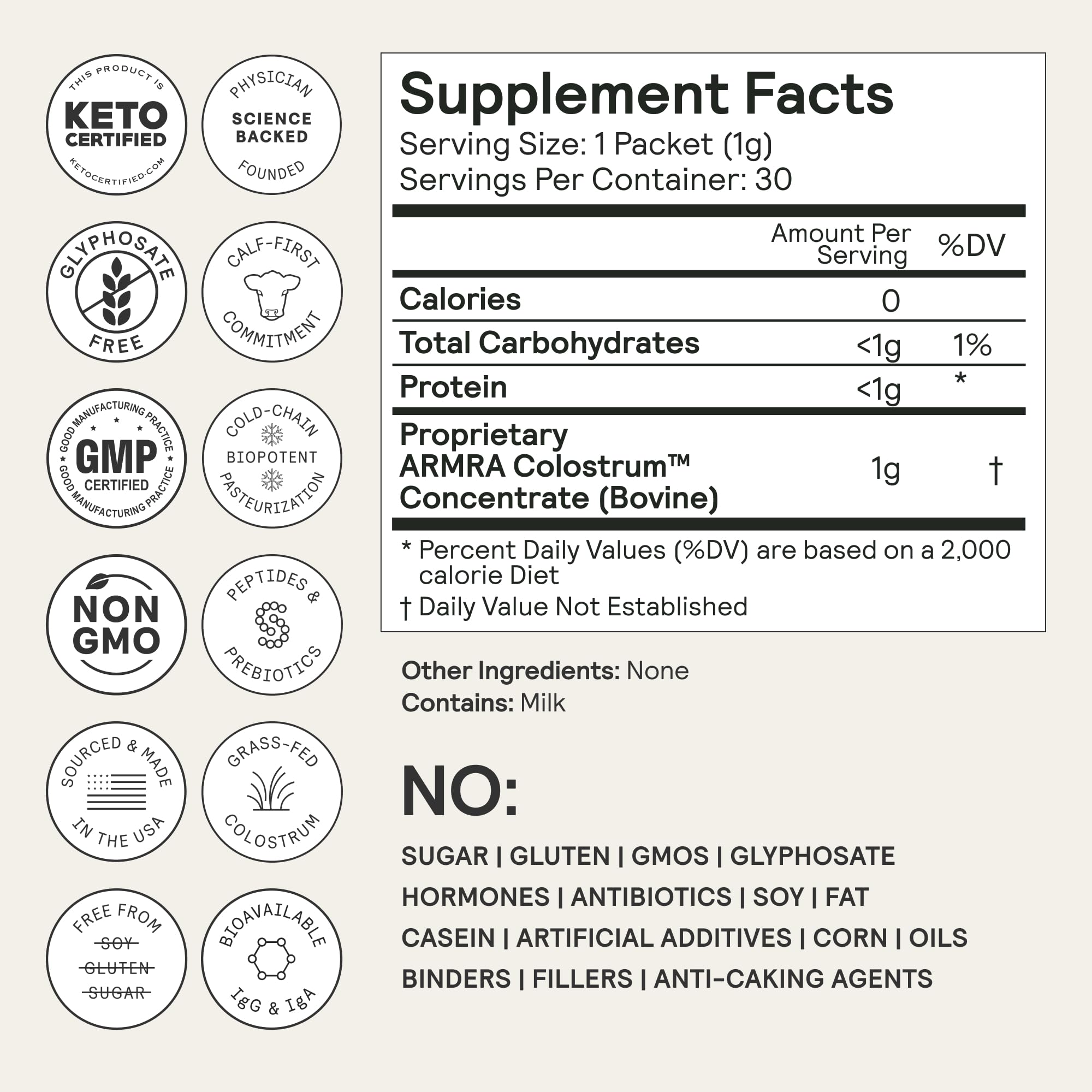 ARMRA Colostrum Powder | Unflavored | Gut Health & Bloating | Skin & Hair | Immunity | Keto, Gluten & Fat-Free | 60 Servings ARMRABuy Supplements Australia