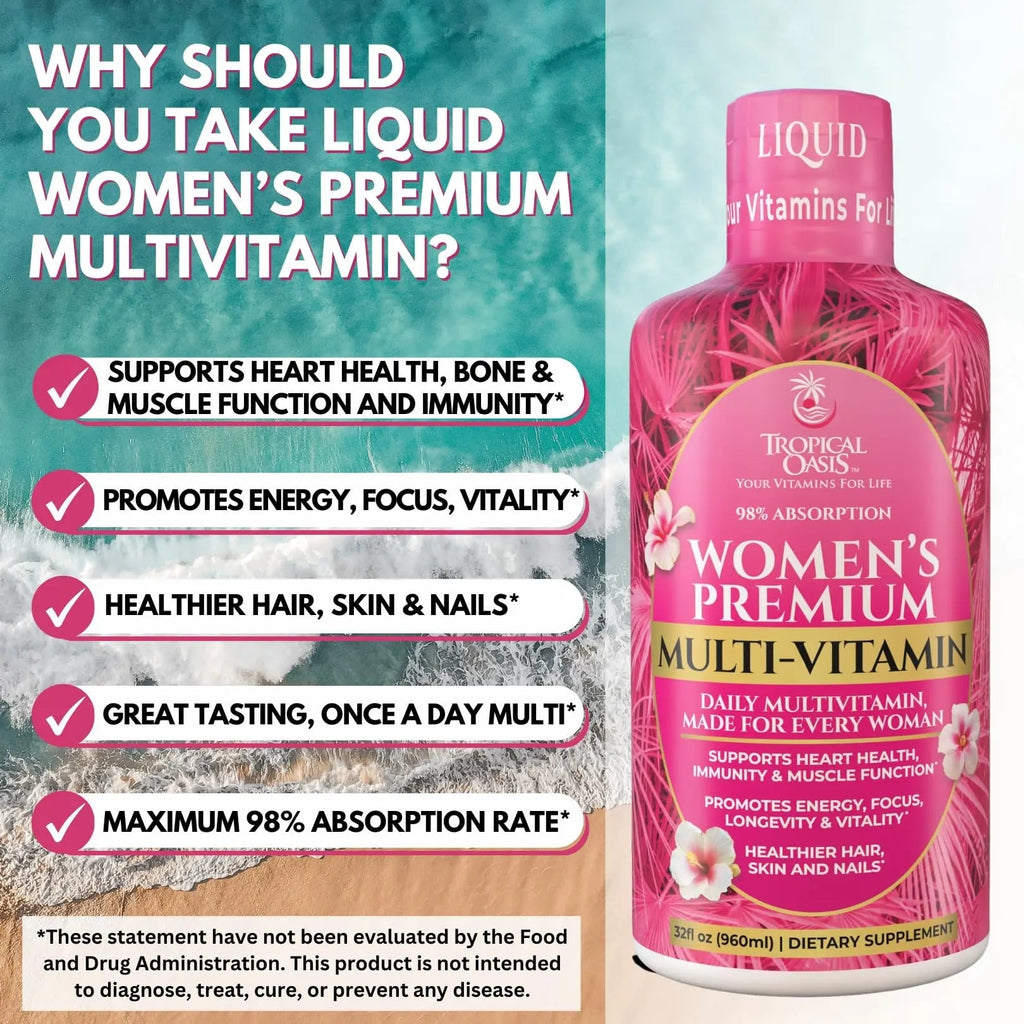 Premium Liquid Multivitamin for Women | Sugar Free Women’s Multivitamin | 100+ Vitamins, Minerals Tropical OasisBuy Supplements Australia