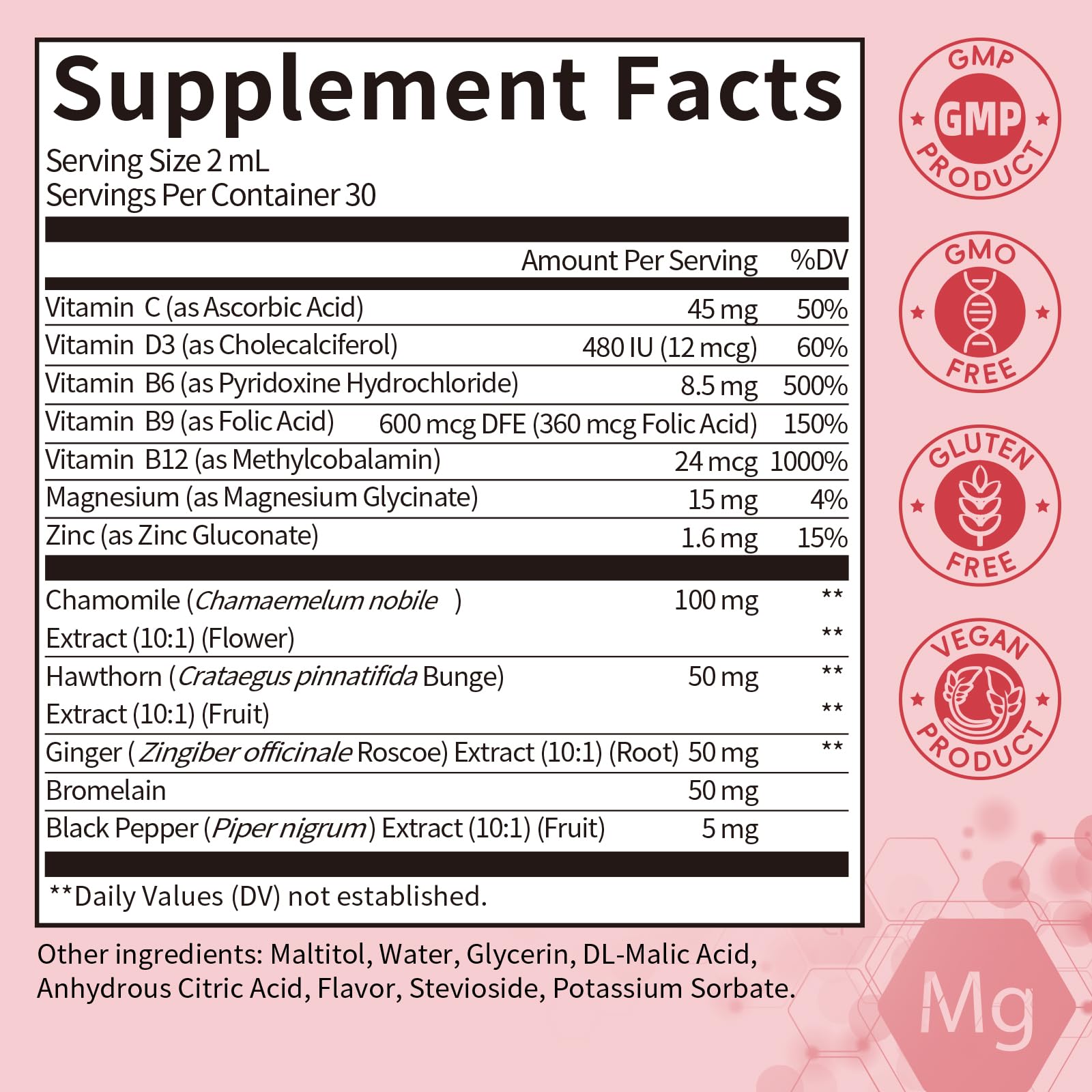 (2 Pack) Magnesium Glycinate Liquid with Chamomile, Hawthorn & Ginger for Stress Relief and Digestive Comfort, Fast Absorption, Non-GMO, Vegan Formula, Sugar Free, Strawberry Flavor, 4 Fl OZ GPGP GreenPeopleBuy Supplements Australia