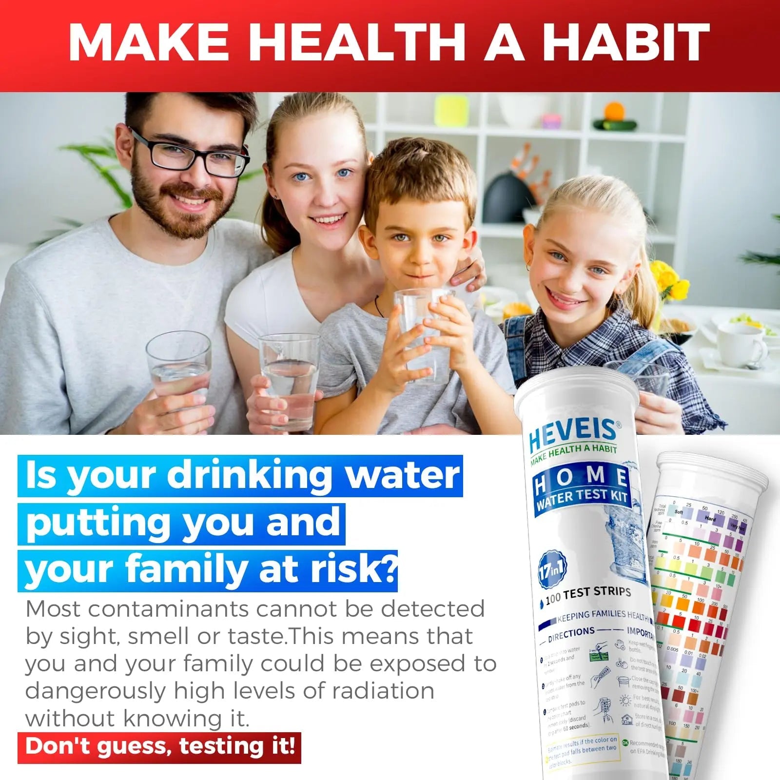 21-in-1 Home Drinking Water Testing Kit - 120 Strips + 4 Bacteria Tests - Tap and Well Water Test Kit, Easy to Test and Read for Hardness, Lead, Iron, Fluoride, pH, Copper, Bacteria and More HEVEISBuy Supplements Australia