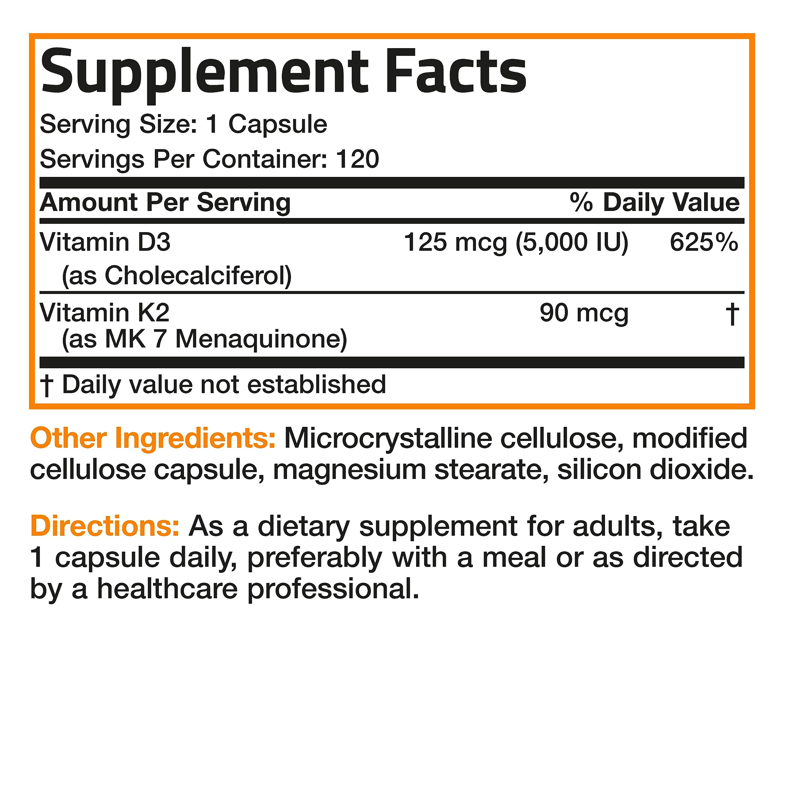 Bronson Vitamin K2 (MK7) with D3 Supplement Non-GMO Formula 5000 IU Vitamin BronsonBuy Supplements Australia