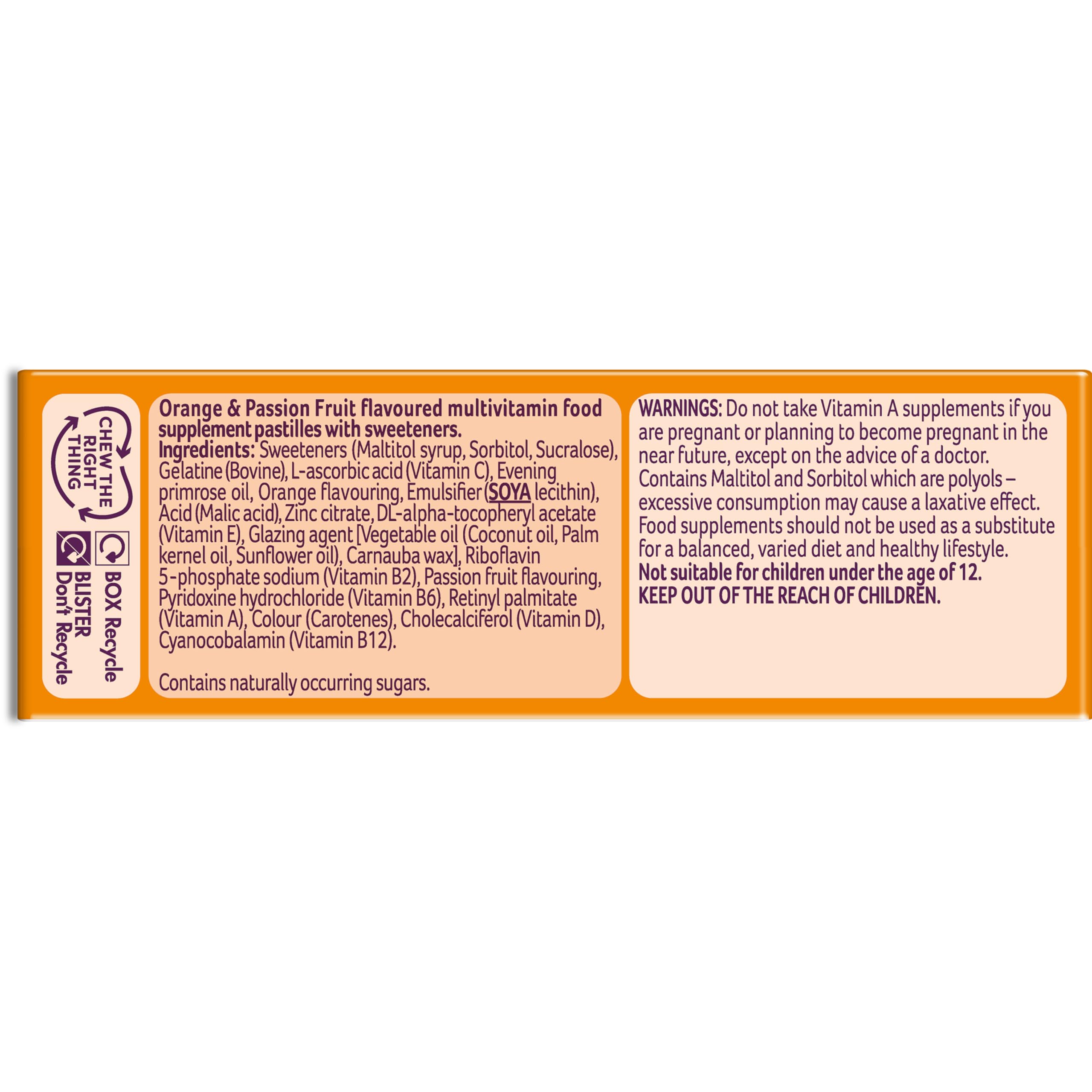 Bassetts Vitamins 12-18 EPO Orange & Passion Fruit 30's, 94.2 g, Orange and passionfruit Bassetts VitaminsBuy Supplements Australia