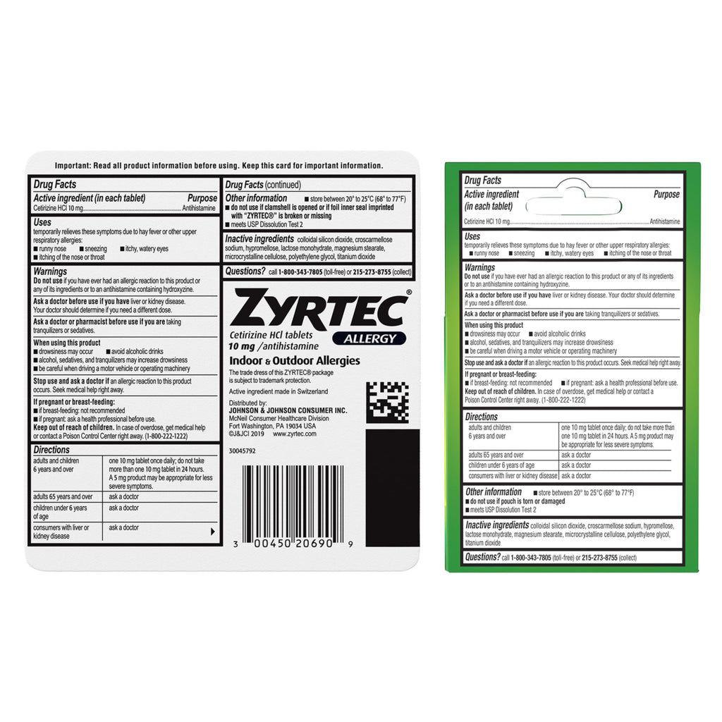 Zyrtec 24 Hour Allergy Relief Tablets, Indoor & Outdoor Allergy Medicine with 10 mg Cetirizine Hydrochloride Antihistamine, Value Bundle of one, 90 ct Bottle & Three, 1 ct Travel Packs Zyrtec buy supplements Au