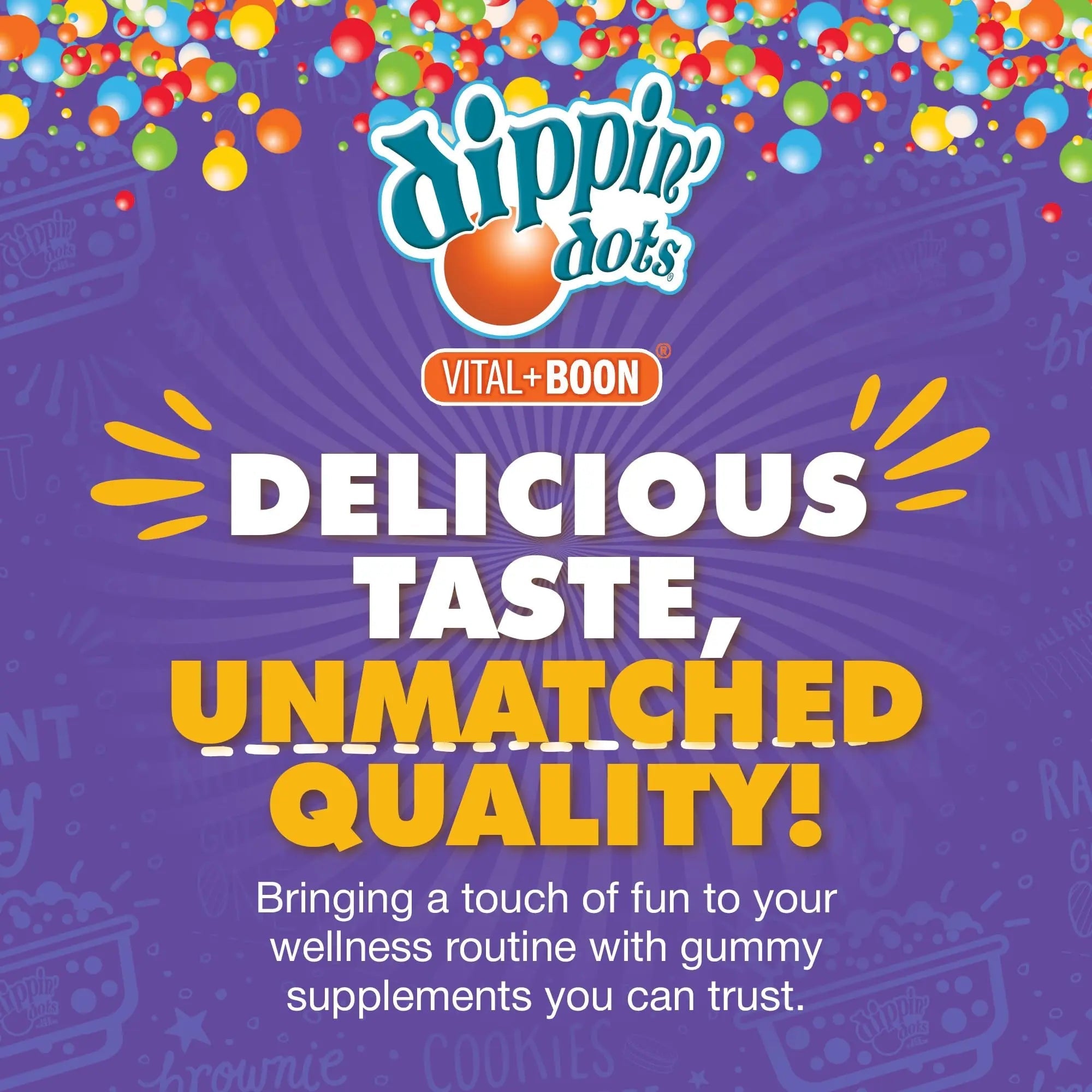 Vital+Boon Dippin' Dots - Multivitamin Gummies for Adults - Gummy Vitamins with Vitamin A, B6, C, D3, E & Folic Acid - Vegetarian Vital+Boon