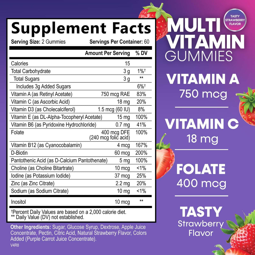 Multivitamin Gummies for Adults - Daily Adult Multivitamins Gummy with Vitamins A, C, D, B12 for Women & Men Nature's NutritionBuy Supplements Australia