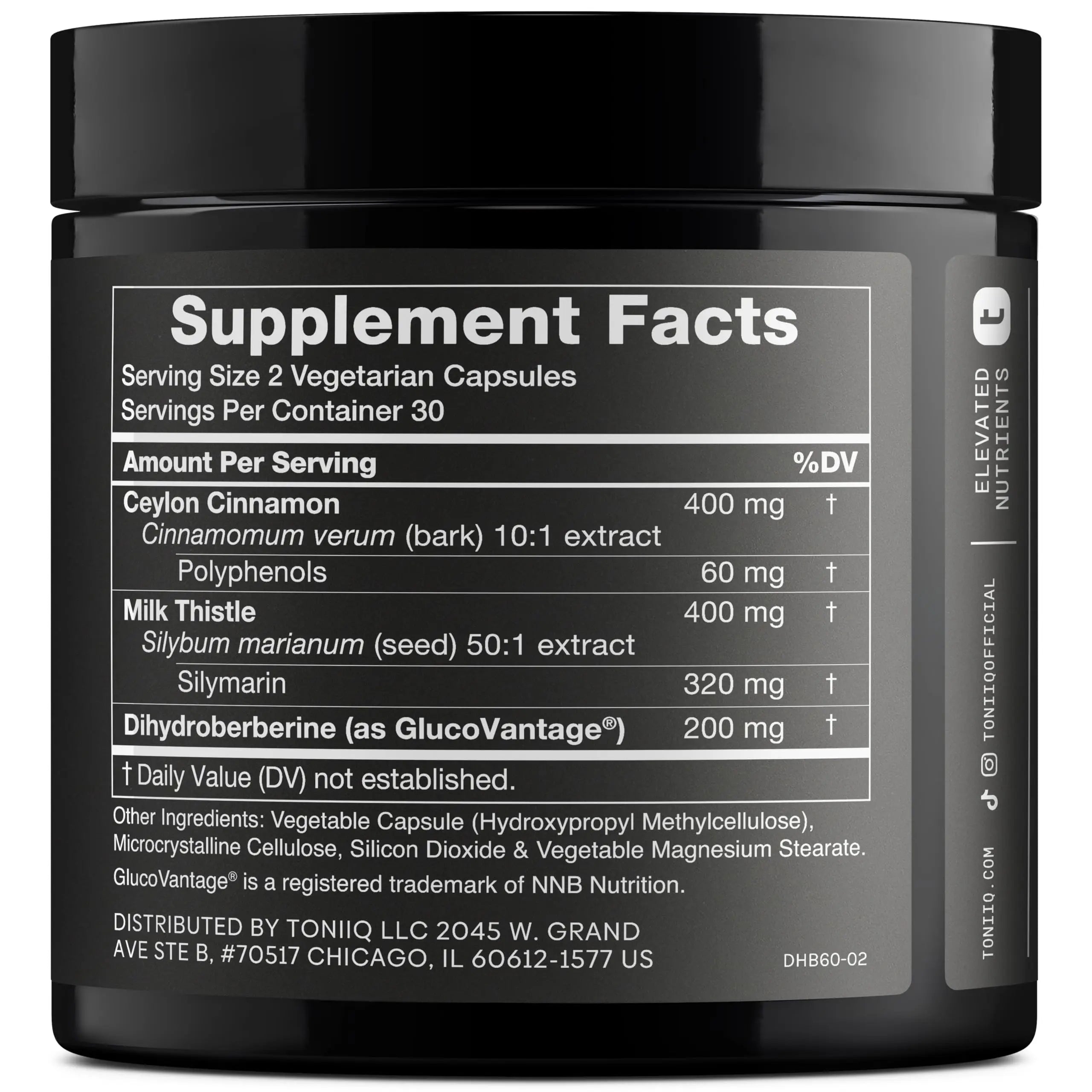 Toniiq Dihydroberberine Supplement - Ultra High Potency 1,000mg Formula with GlucoVantage, 10:1 Ceylon Cinnamon & 50:1 Milk Thistle - Third-Party Lab Tested Toniiq buy supplements Au