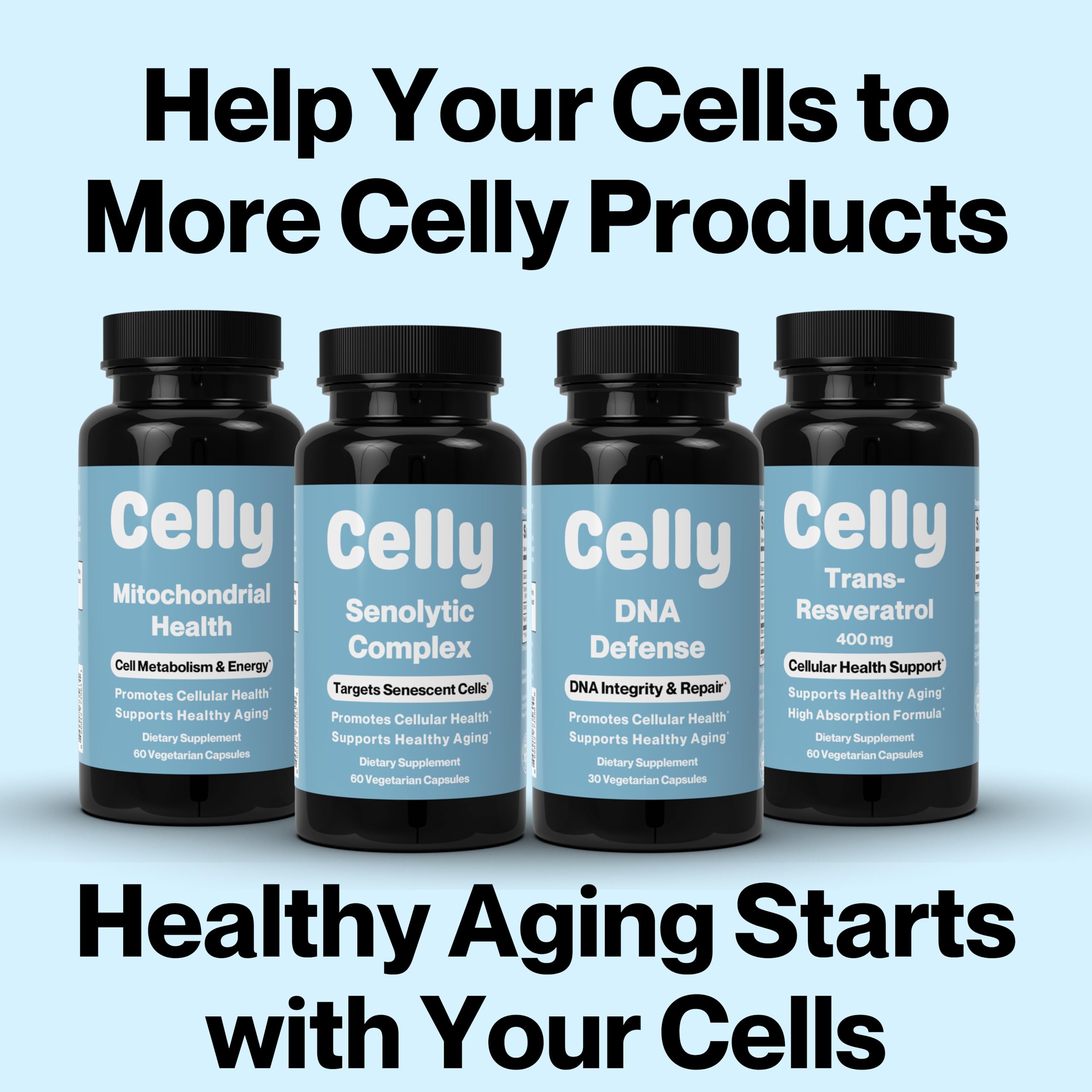 Celly NAD Booster | Longevity Supplement for Healthy Aging with NR (Nicotinamide Riboside) and Nicotinamide | Promotes Cell Function & Vitality | Non-GMO & 3rd Party Tested CellyBuy Supplements Australia