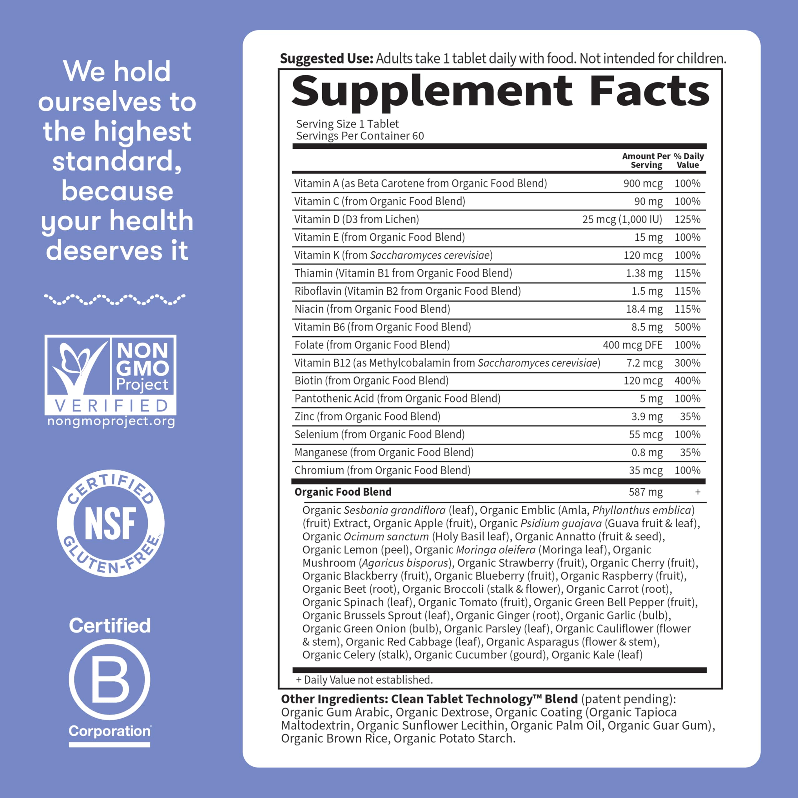 Garden of Life Once Daily Whole Food Multivitamin for Men, Organic Mens Vitamins & Minerals, Vitamin C, Zinc, Vegan, for Health & Well-Being, 60 Tablets Garden of LifeBuy Supplements Australia