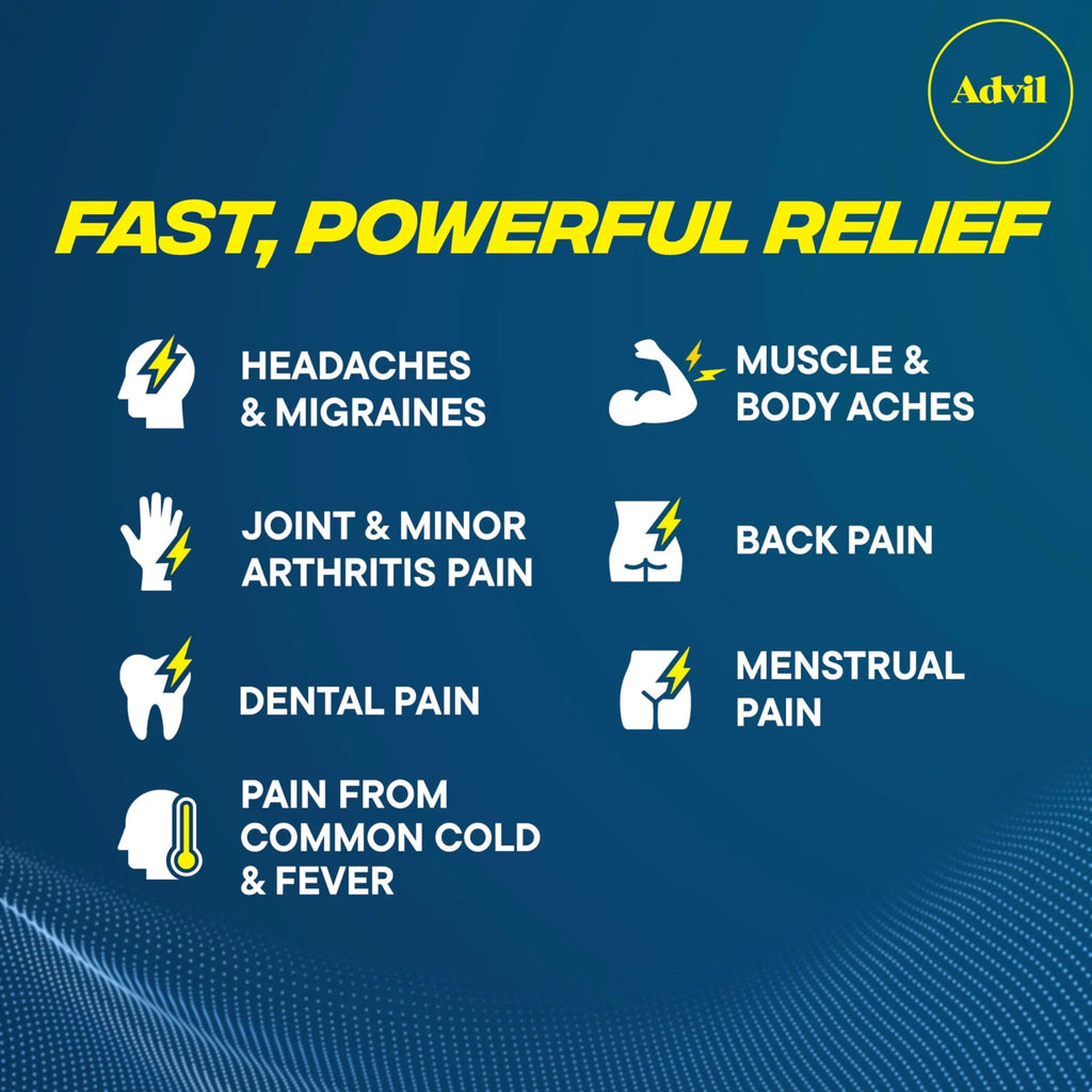 Advil Pain Reliever and Fever Reducer, Pain Relief Medicine with Ibuprofen 200mg for Headache, Backache, Menstrual Pain and Joint Pain Relief - 100 Coated Tablets AdvilBuy Supplements Australia
