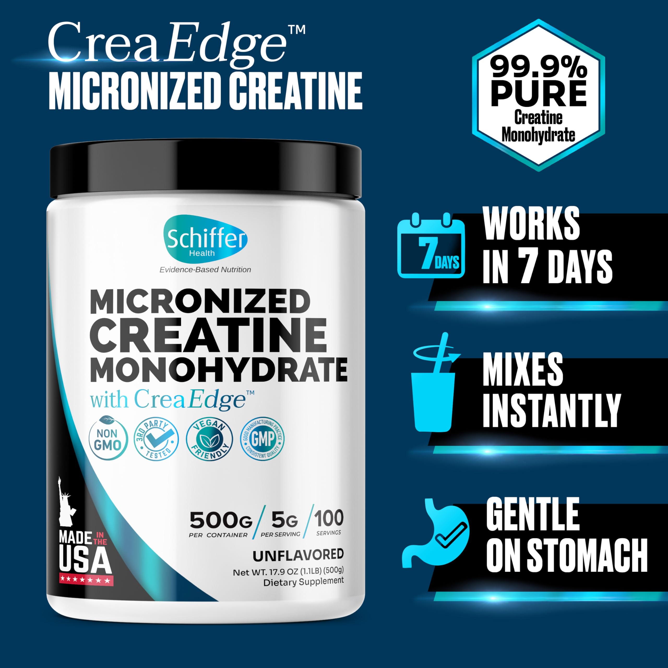 Creatine Monohydrate Powder 500g – Supports Muscle Growth, Strength & Cognitive Function*, 5g per Serv - 100 Servings, Pure Micronized Creatine for Enhanced Performance, Unflavored, 17.9 oz SCHIFFER HEALTHBuy Supplements Australia