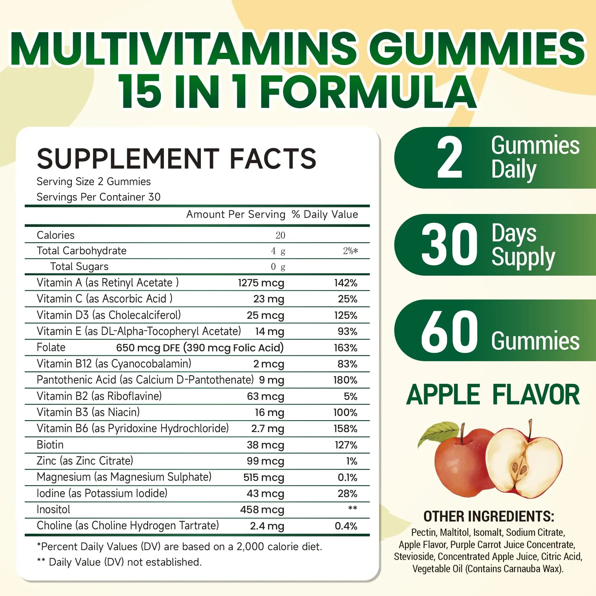 I LOVE HEALTH® 15-in-1 Multivitamin Gummies for Adults & Kids - Enhanced Formula with Vitamin A, C, D3, E, B12, Zinc, Magnesium & More I LOVE HEALTH