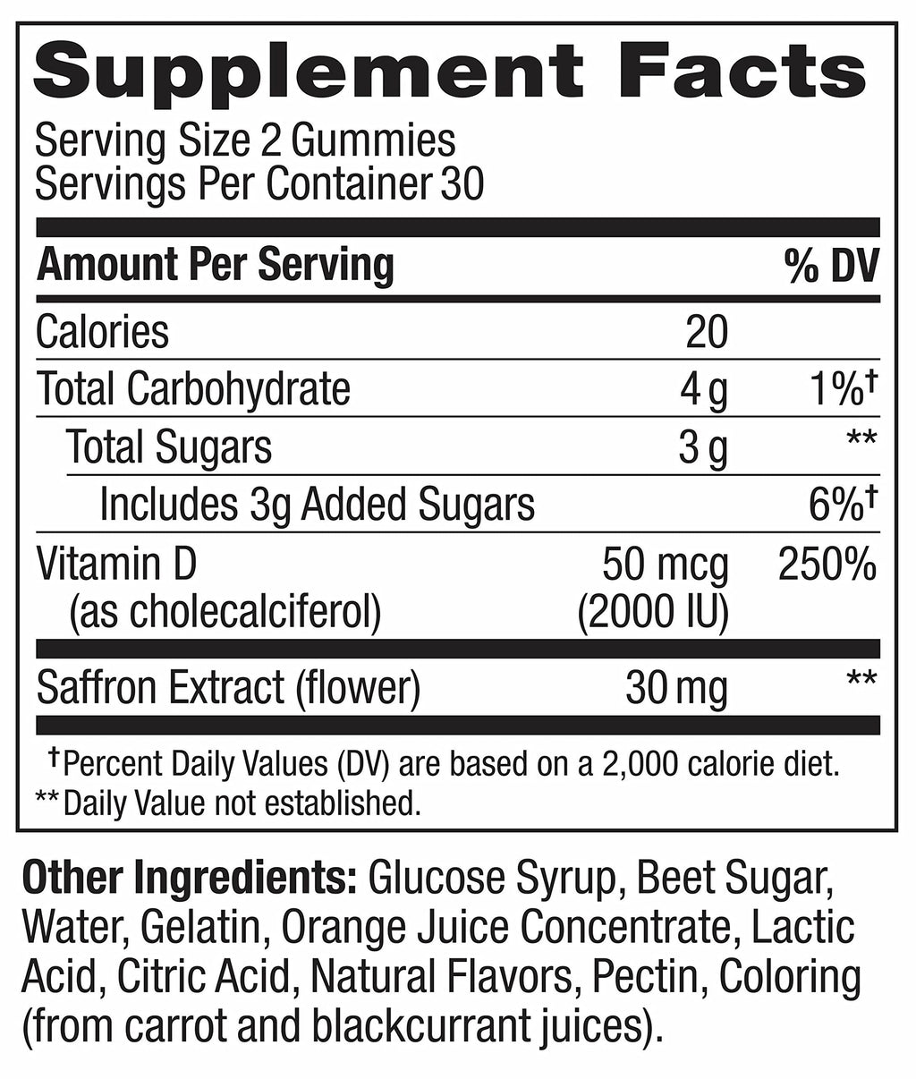 OLLY Hello Happy Gummy Worms, Mood Support Gummies For Adults,* Saffron Extract, Vitamin D, Tropical Zing Flavored, 30 Day Supply - 60 Count OLLY buy supplements Au