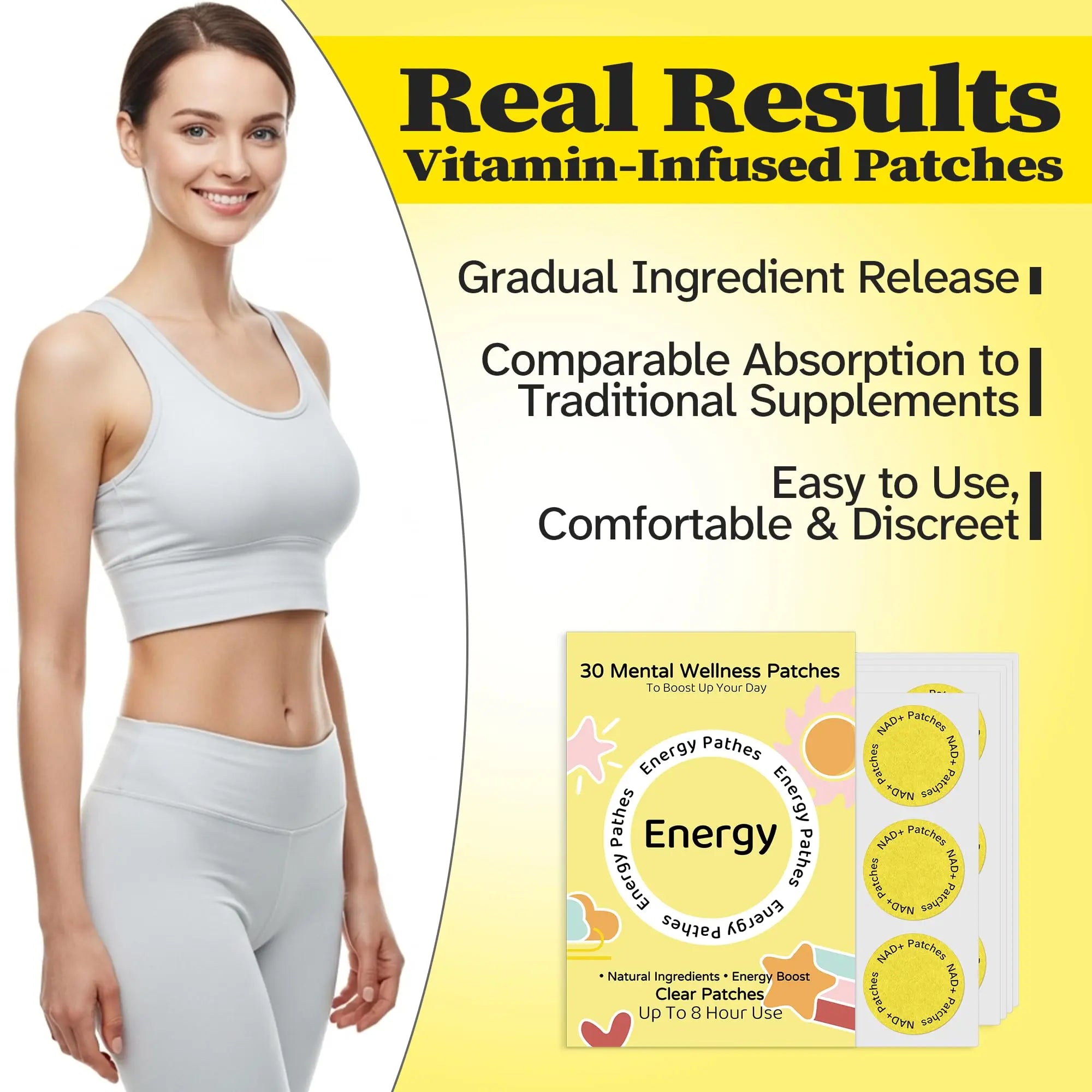 Energy Patches – 30 Plant-Based Patches with Biotin, Caffeine & Ginseng – Gentle Daily Support for Focus, Alertness & Vitality – Vegan Formula, 1 Month Supply VitaluminaBuy Supplements Australia