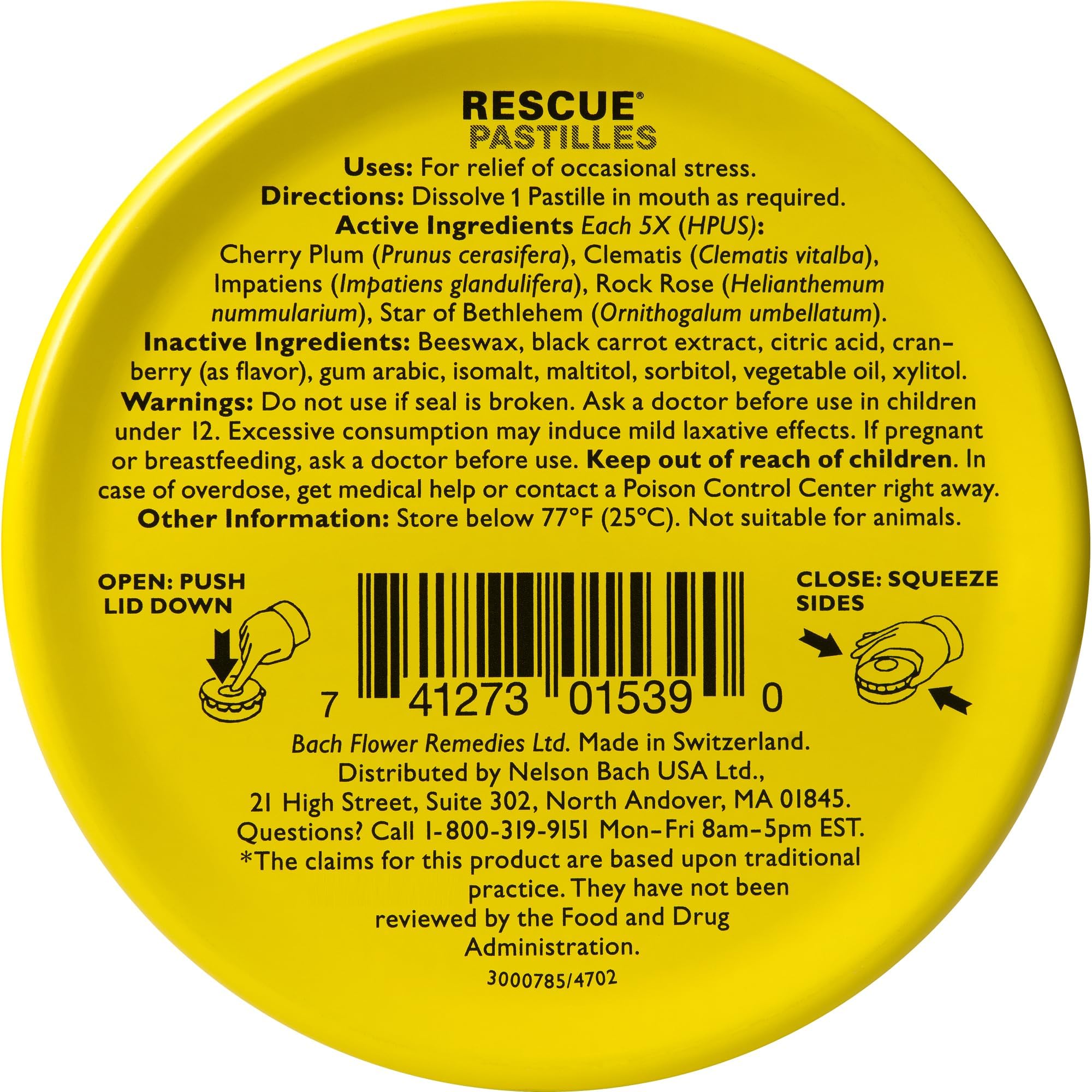 Rescue Bach PASTILLES, Cranberry Flavor, Stress Relief Lozenges, Homeopathic, Flower Eessences, 35 Count RESCUE buy supplements Au