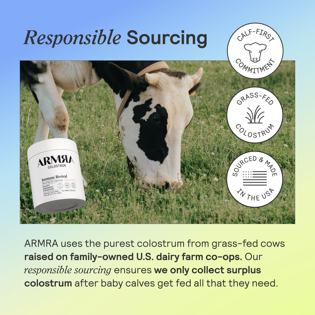 ARMRA Colostrum™ Premium Powder, Grass Fed, Gut Health Bloating Immunity Skin & Hair, Contains 400+ Bioactive Nutrients, Keto, Gluten & Fat Free (Blood Orange, Unflavored Bundle | 180 Servings) ARMRABuy Supplements Australia