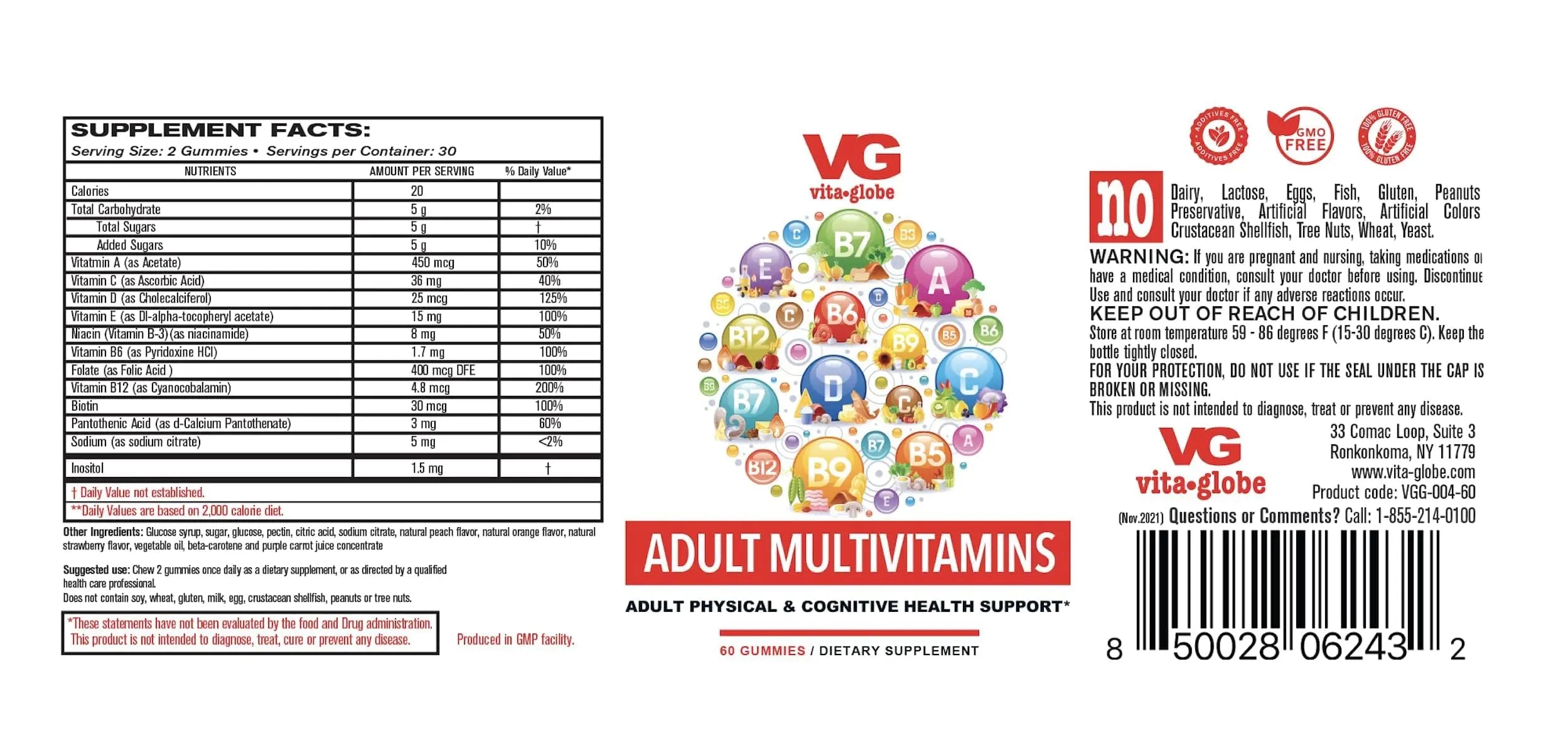 VITA GLOBE Adult Multivitamin Gummies – with Vitamins C, D, E, B6, B12, Folate & Biotin | Daily Multivitamin Supplement for Energy VITA GLOBEBuy Supplements Australia