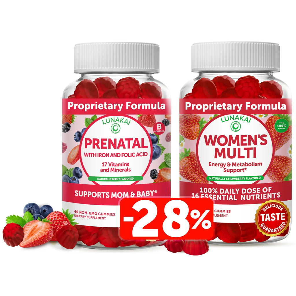Lunakai Prenatal Vitamin and Women's Multivitamin Gummies Bundle - Pregnancy Multivitamin Gummy with Iron & Folic Acid LunakaiBuy Supplements Australia