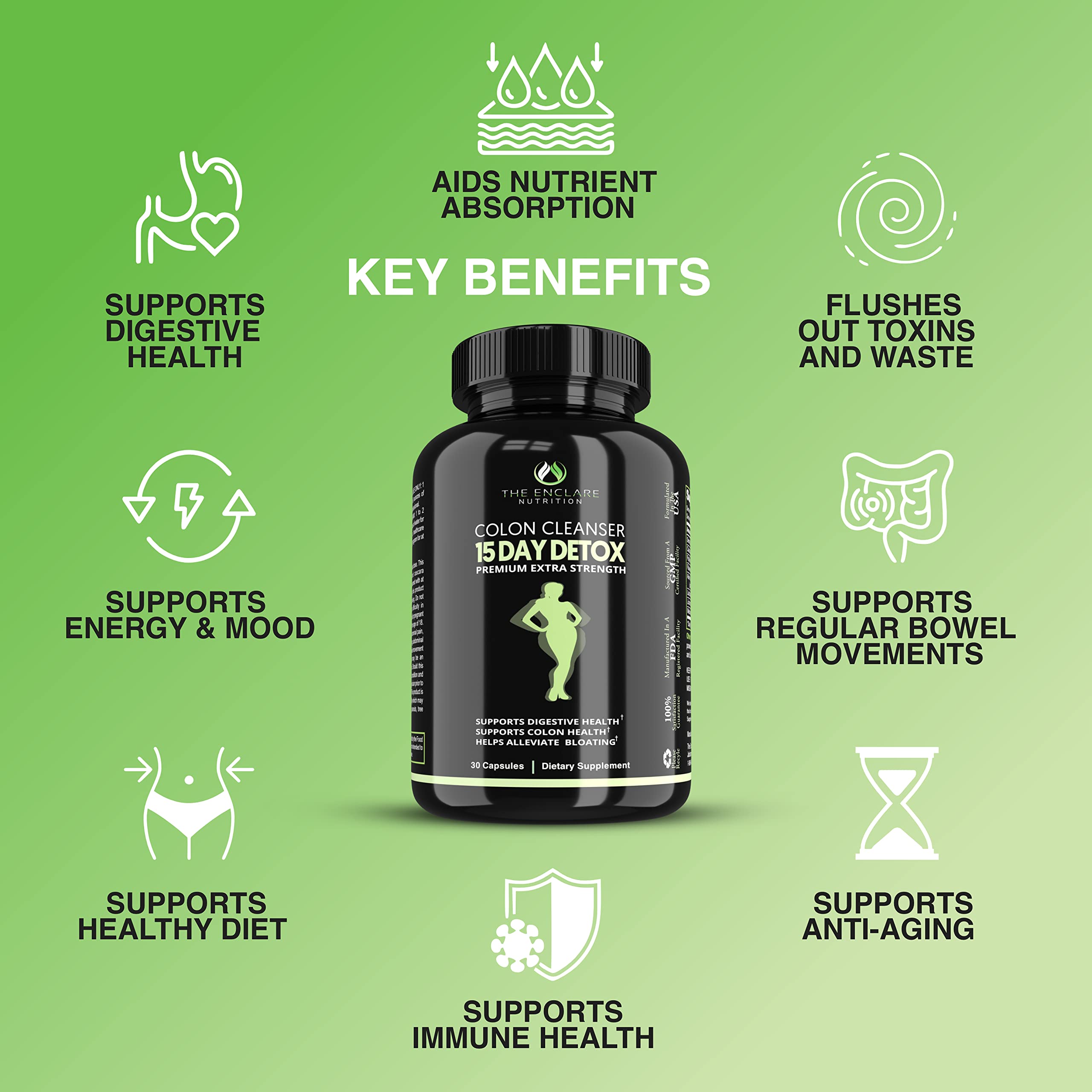 Colon Cleanse Fast-Acting Colon Cleanser Detox. Healthy Bowel Movement THE ENCLARE NUTRITIONBuy Supplements Australia