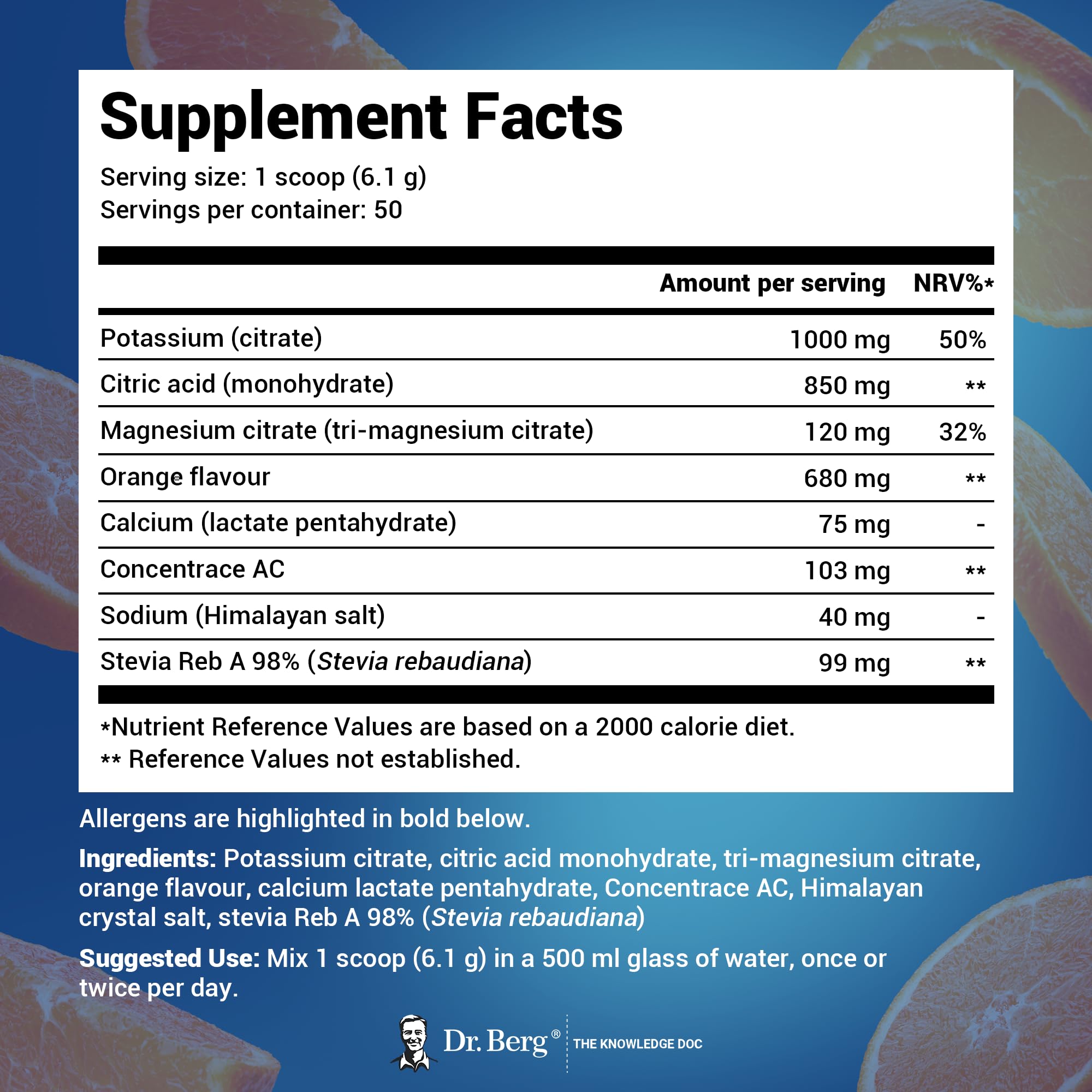 Dr. Berg Electrolyte Powder - Electrolyte Drink Supplements with 1000mg Potassium Dr. Berg NutritionalsBuy Supplements Australia