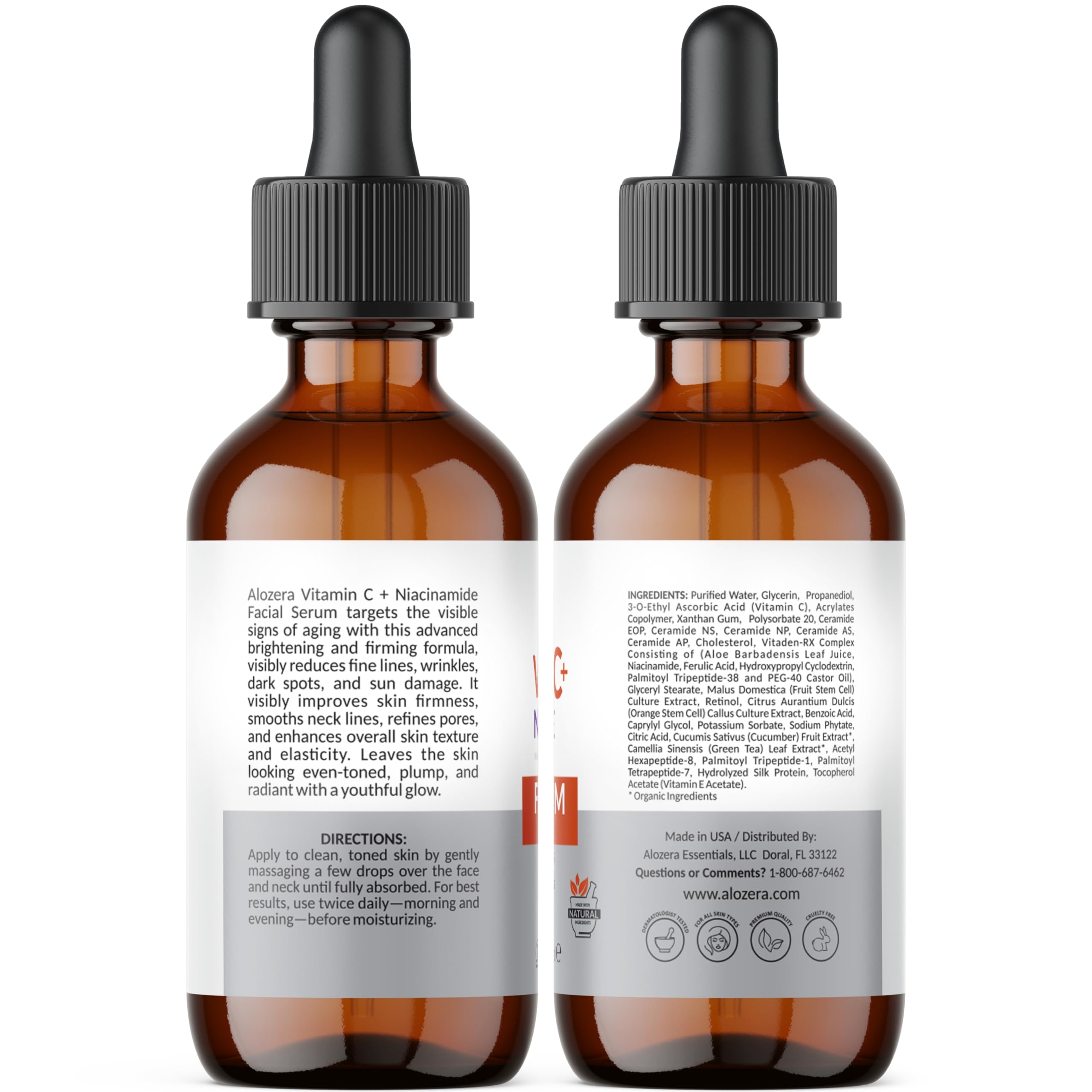 Alozera Vitamin C Facial Serum with Niacinamide & Ferulic Acid, Anti-Aging Serum for Visible Brightening, Glowing & Radiant Skin, Concentrated, Gentle & Effective, Day & Night Alozera buy supplements Au