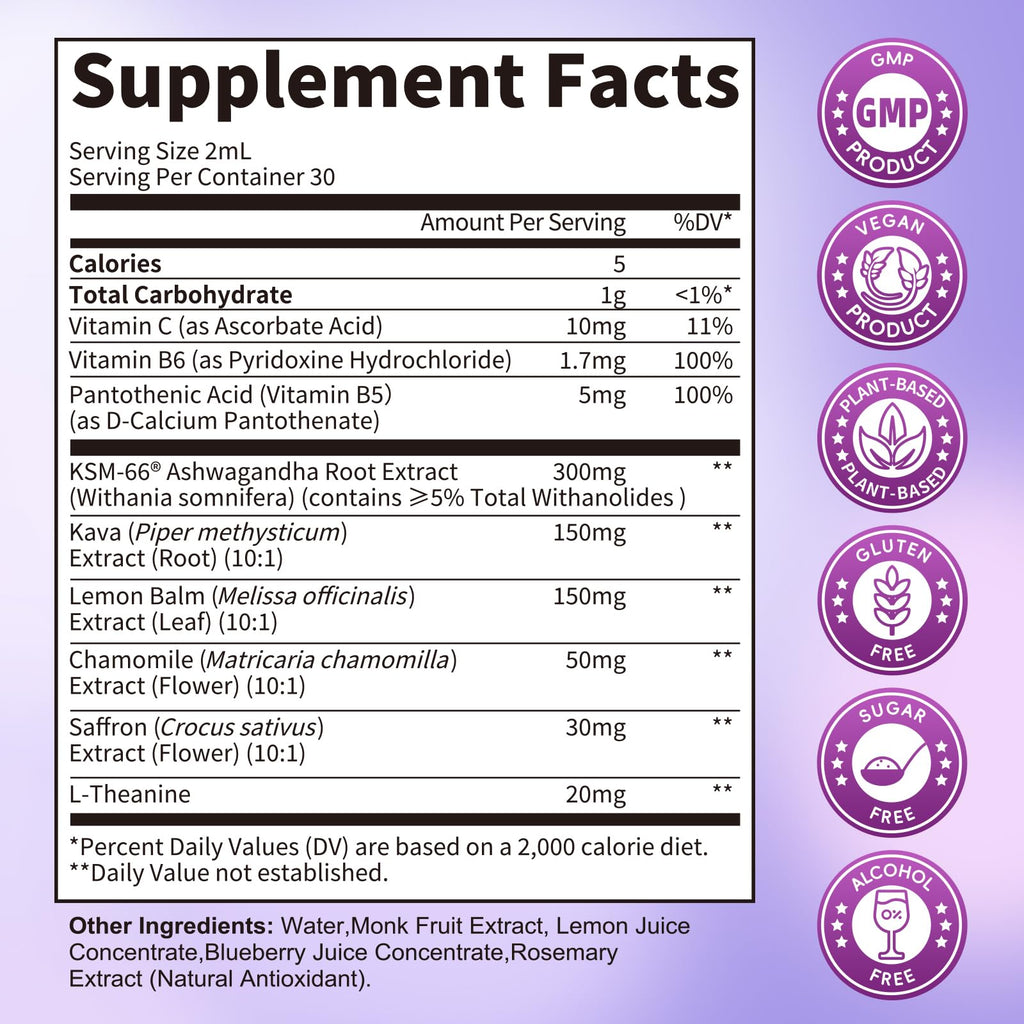 Cortisol Supplements for Women, Cortisol Reducer Manager Detox with KSM-66® Ashwagandha, Kava, Lemon Balm & Vitamin C B5 B6, Lower Cortisol, Hormone Harmony Liquid Drops, 2 FL.OZ, Blueberry Flavor LukareeBuy Supplements Australia