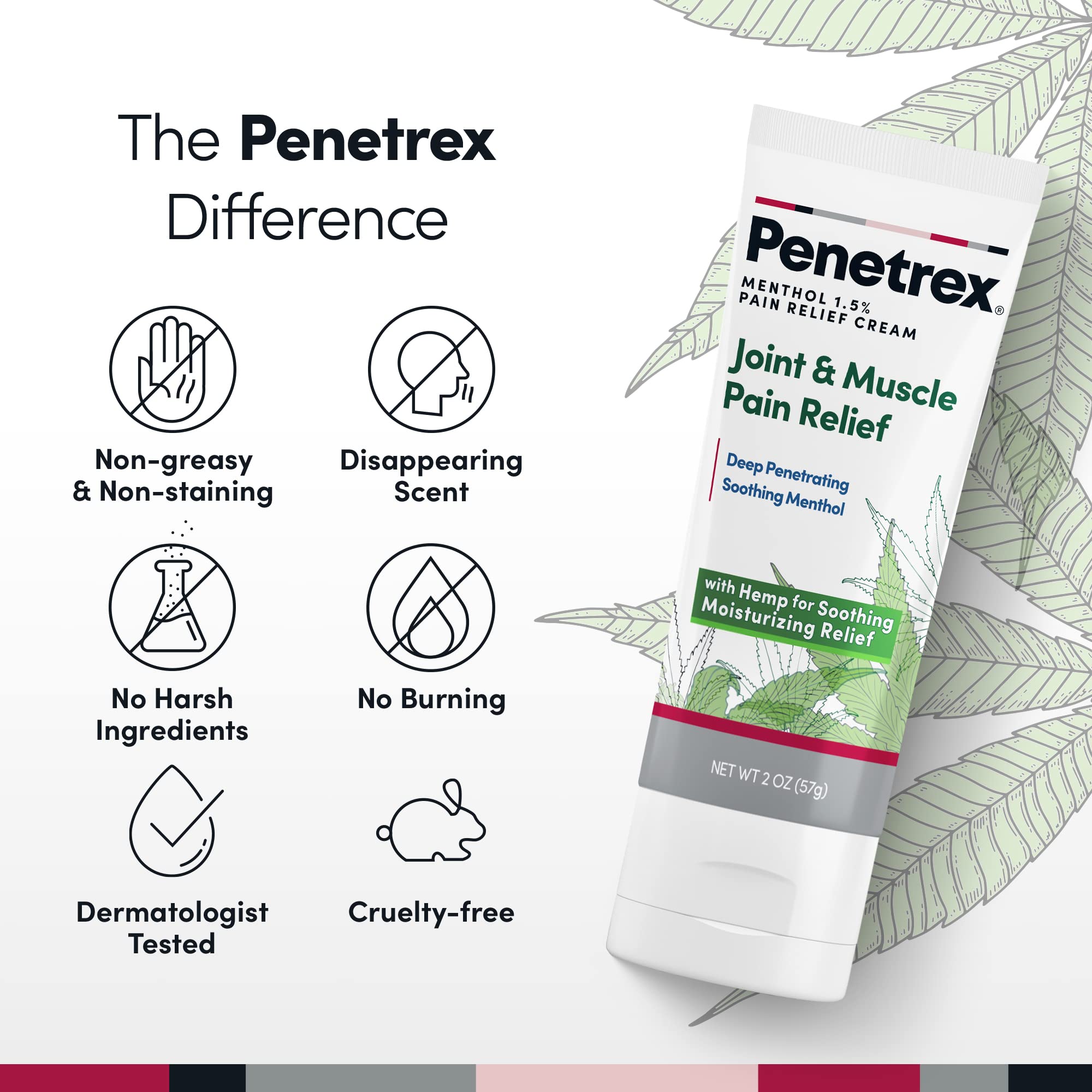 Penetrex Soothing Joint & Muscle Pain Relief Cream with Hemp - Deep Penetrating Menthol, Arnica and Hemp for Soothing, Hydrating Relief - Non-Greasy, Easy to Apply, Pleasant Scent- 2oz Squeezable Tube PenetrexBuy Supplements Australia