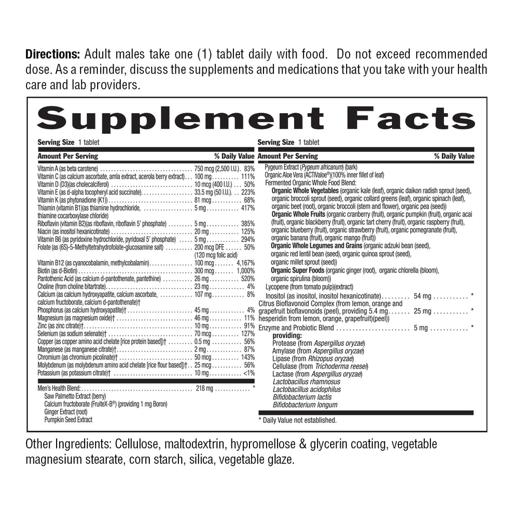 Country Life Core Daily-1 for Men - Multivitamin with Probiotics, Saw Palmetto, Pumpkin Seed Extract, and Coenzymated B Vitamins - Gluten-Free and Vegetarian - 60 Tablets Country LifeBuy Supplements Australia
