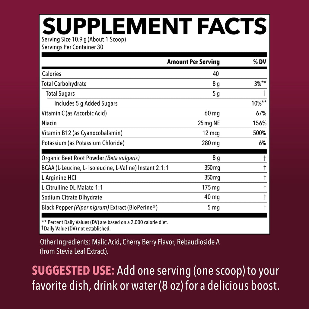 Organic Beet Root Powder with BCAA and L-Arginine for Energy and Stamina Support HAVASU NUTRITIONBuy Supplements Australia