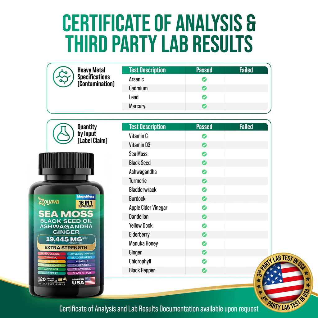 Zoyava Sea Moss 7000mg Black Seed Oil 4000mg Ashwagandha 2000mg Turmeric ZoyavaBuy Supplements Australia