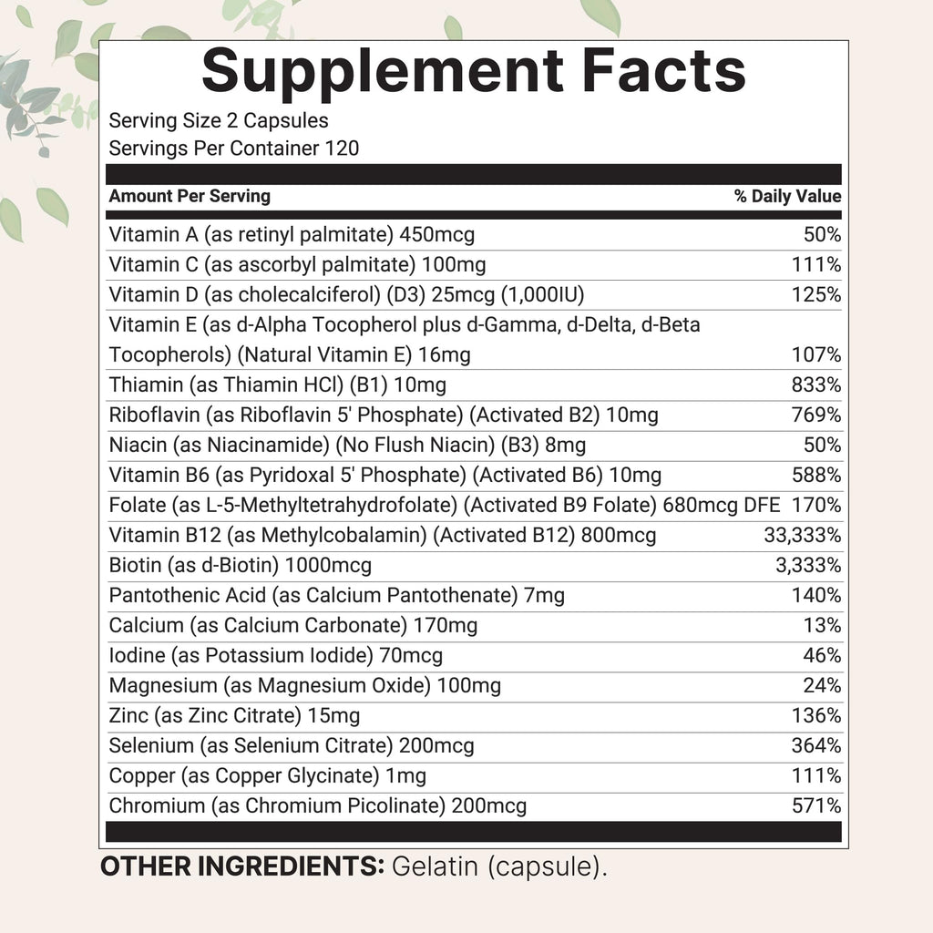 Micro Ingredients Pure Methylated Multivitamin, 240 Capsules | 19-in-1 Formula with Vitamins C, D, B12, Folate, Magnesium, Zinc & More | Micro IngredientsBuy Supplements Australia
