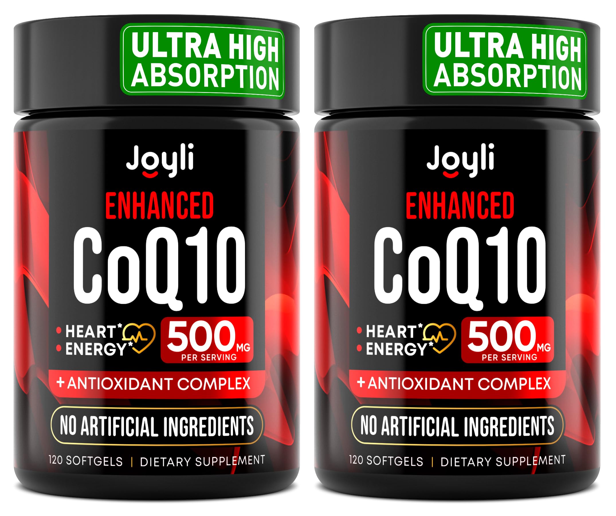JOYLI Nutrition 2 Pack CoQ10 500mg - High Absorption Coenzyme Q10 Supplement - Co Q 10 for Energy & Vitality - Alternative to CoQ10 400mg & 300mg - 240 Softgels JOYLI NutritionBuy Supplements Australia