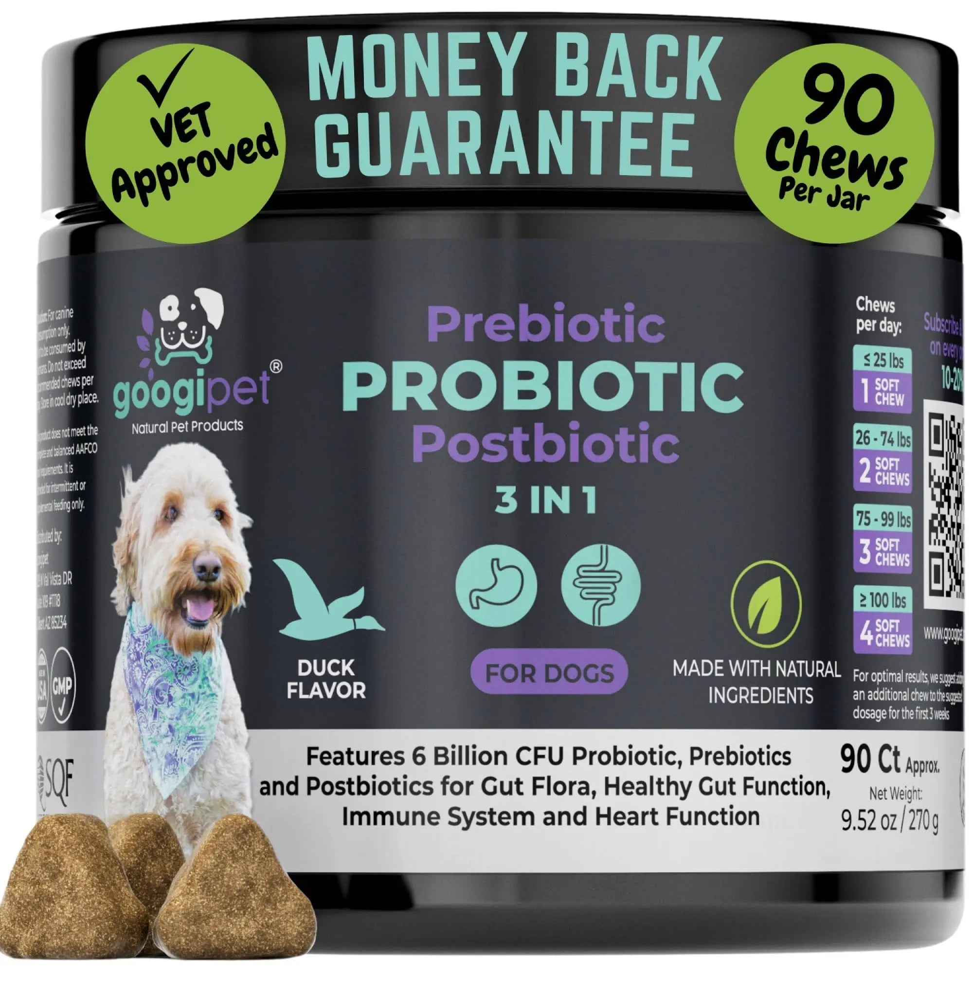 Googipet Probiotics for Dogs Digestive Health - Prebiotics and Probiotics Chews for Dog Yeast Infection Treatment + Digestive Enzymes - Dog Probiotics for Itchy Skin & Ears w/Papaya, Pumpkin, & Fiber GOOGIPET NATURAL PET PRODUCTSBuy Supplements Australia