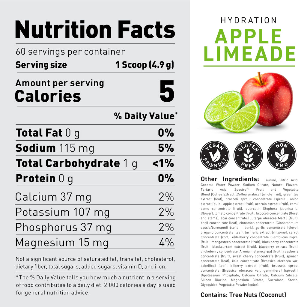 Kaged Electrolyte Hydration Powder Hydracharge Apple Limeade Sports Drink for Men and Women Pre, Post, Intra Workout Supplement 60 Servings KagedBuy Supplements Australia