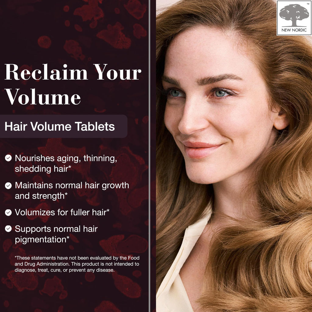 NEW NORDIC Hair Volume Tablets, 3000 mcg Biotin & Biopectin Apple Extract, Hair Vitamins to Support Natural Hair Growth, 90 Count (Pack of 1) NEW NORDICBuy Supplements Australia