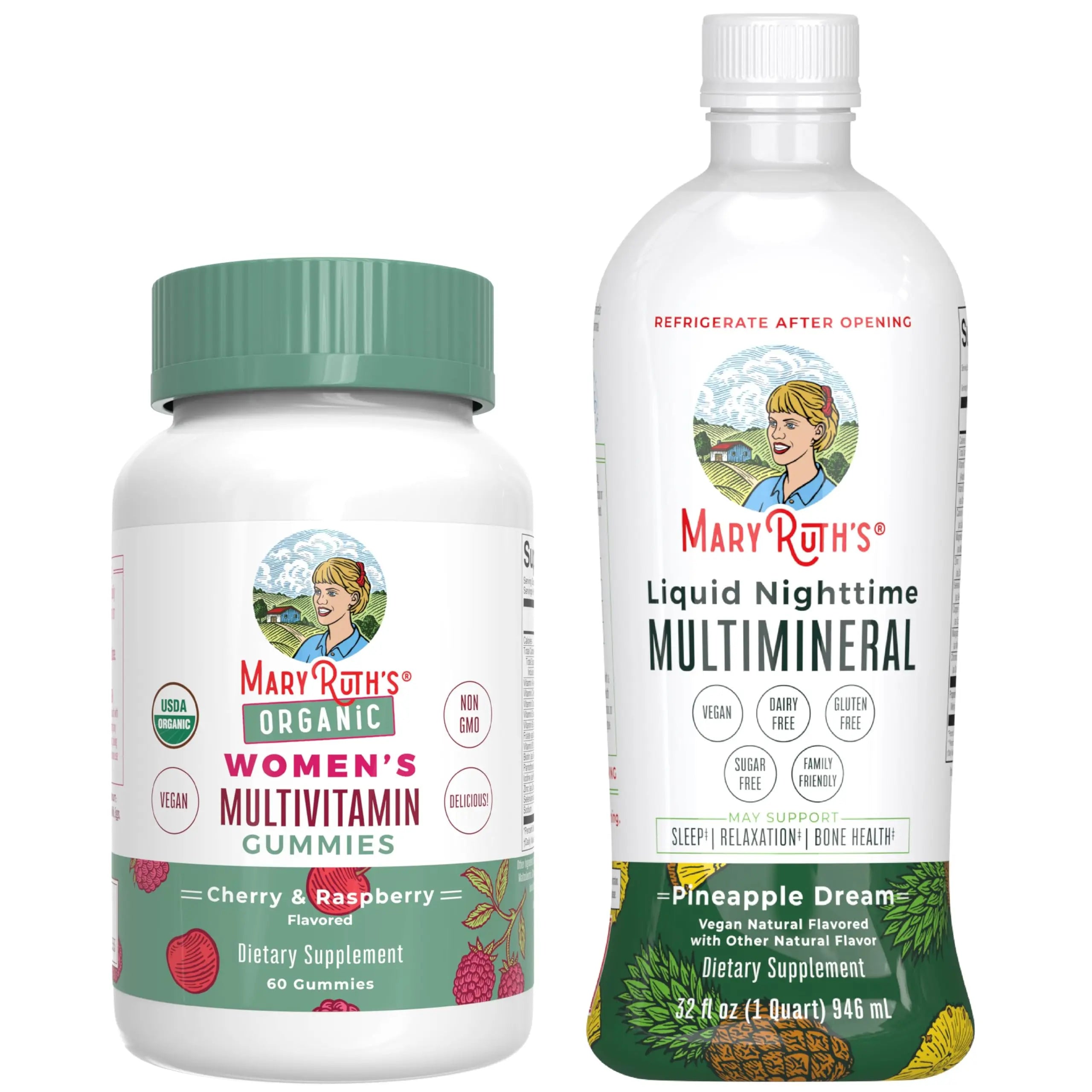 MaryRuth's Multivitamin Gummies for Women (Cherry & Raspberry) & Liquid Nighttime Multimineral (Pineapple) | Clean Label Project Verified MARYRUTH'SBuy Supplements Australia