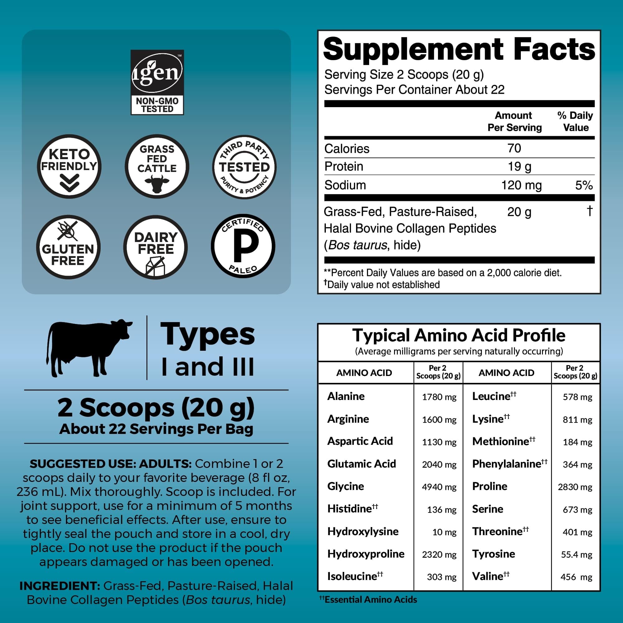 Viva Naturals Collagen Peptides Powder - Grass-Fed Hydrolyzed Bovine, Type I & III - 19 g Protein, Unflavored, Easy Dissolving - Joint, Skin, Hair & Nail Support - Paleo, Keto, Non-GMO - 1lb Viva Naturals buy supplements Au